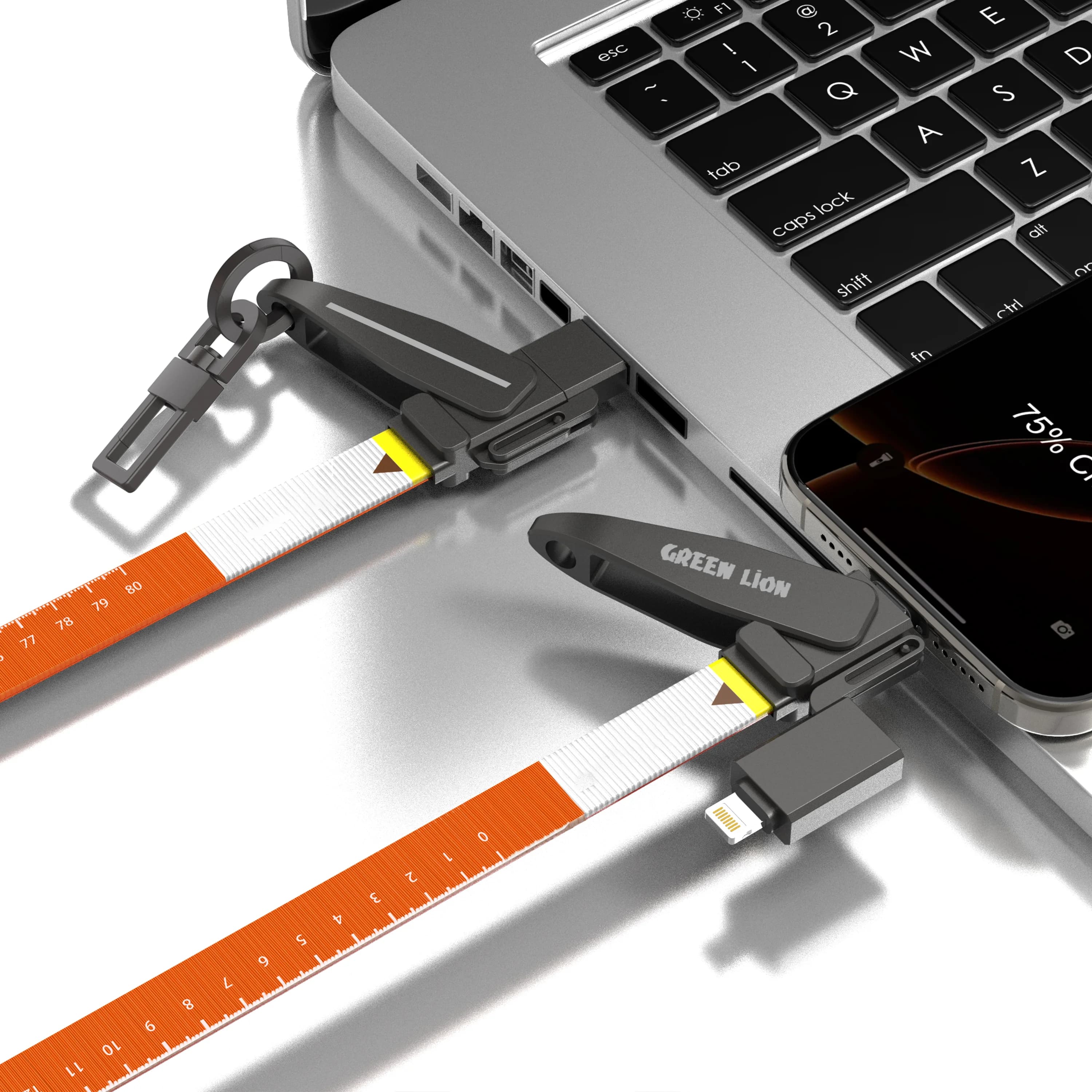 Green Lion 4-in-1 Charging Cable GN4N1LA240WOG - 240W, Orange — Black 5
