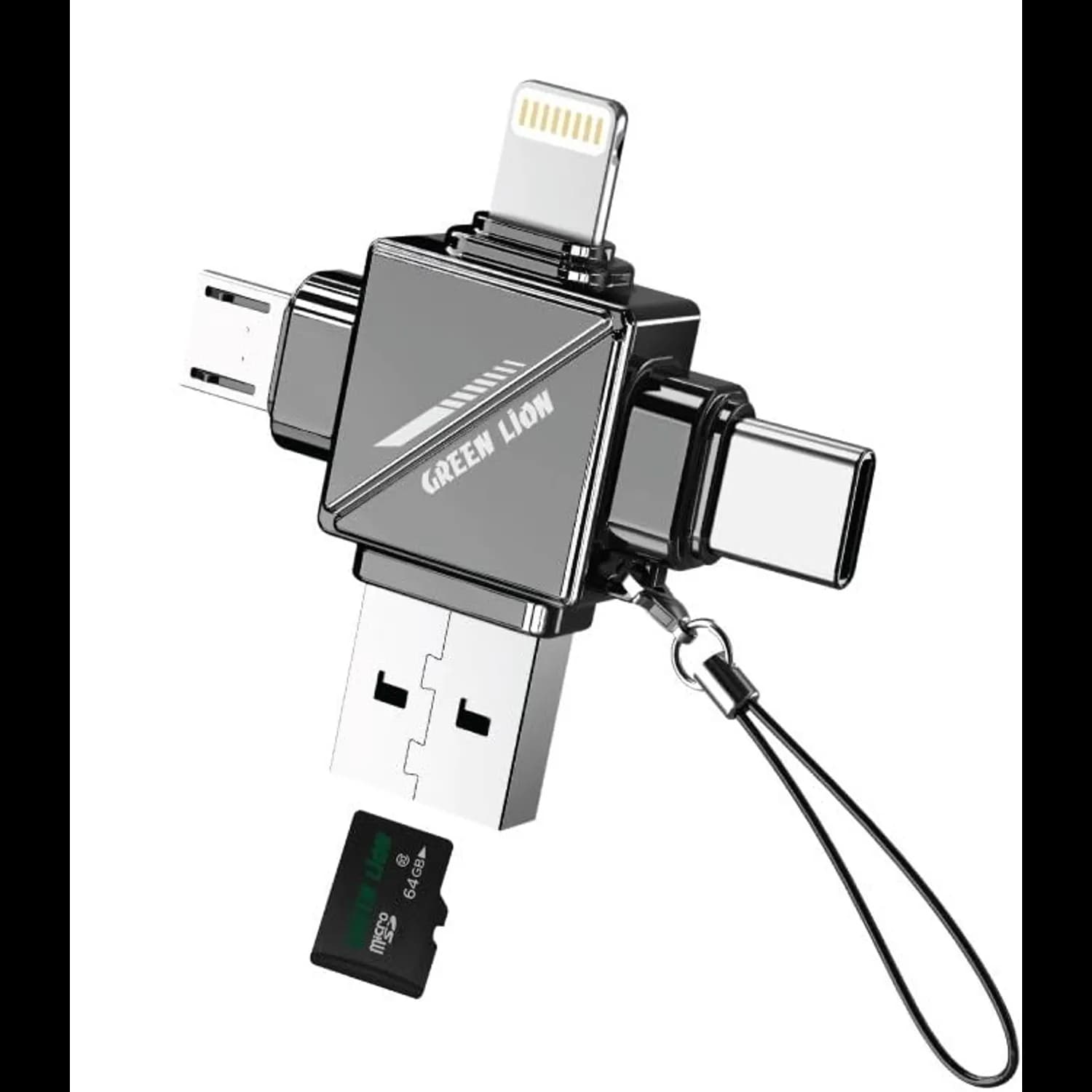Green Lion TF Card Reader - 4-in-1, 2TB Support, Grey 1 Green Lion TF Card Reader - 4-in-1, 2TB Support, Grey 1