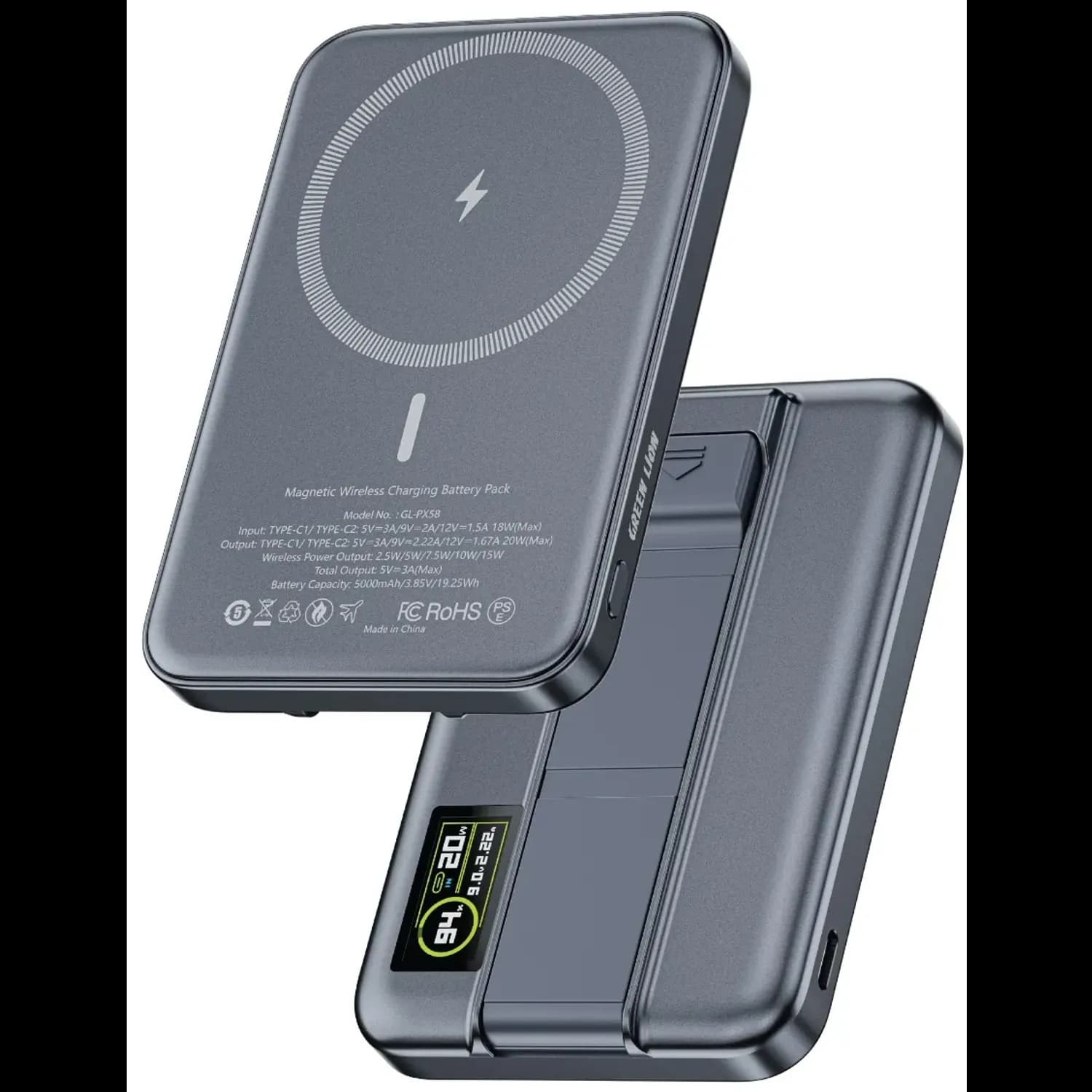 Green Lion Power Bank - 5000mAh 20W PD, Gray 1