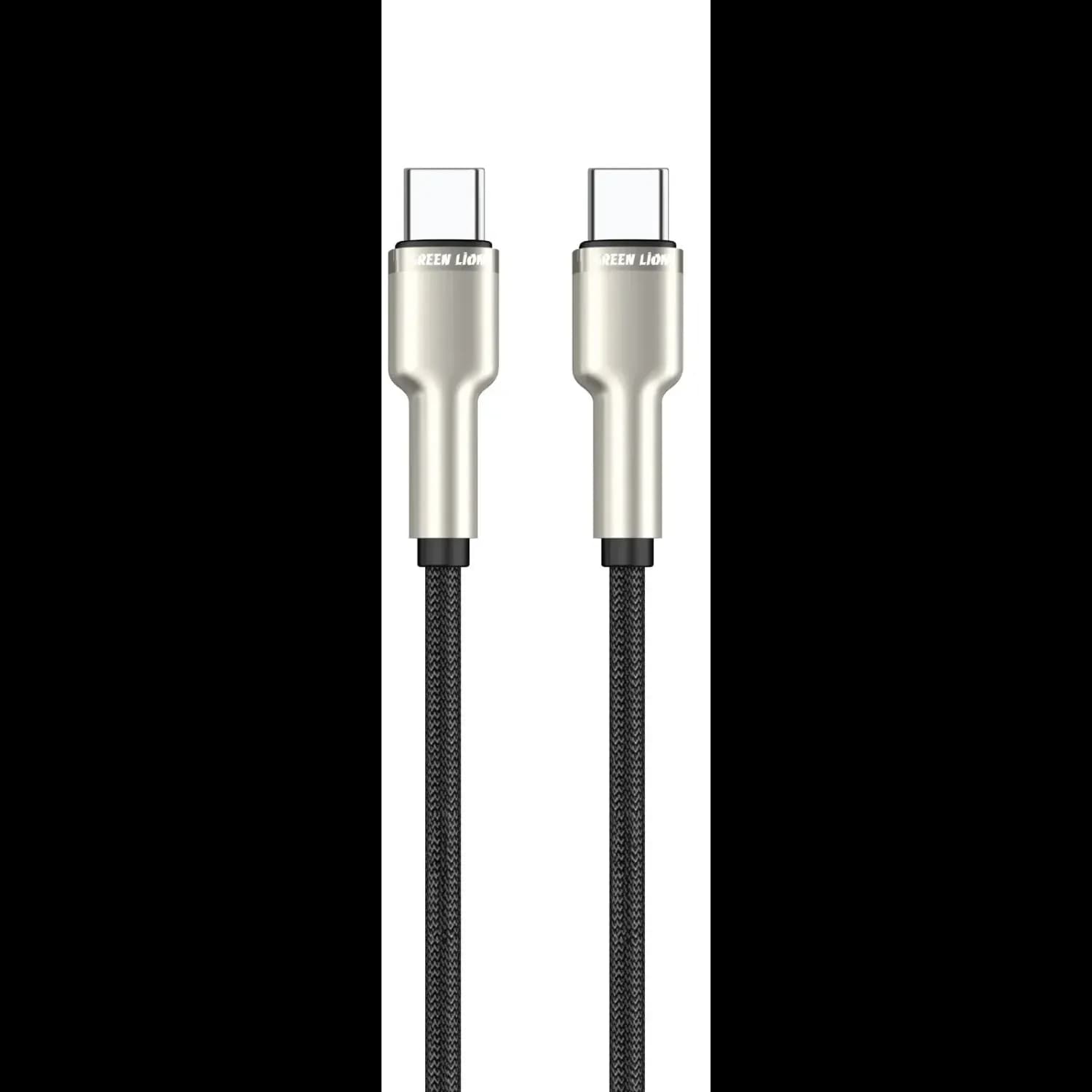 Green Lion USB-C Cable - Braided Zinc Alloy, 60W, Black Green Lion USB-C Cable - Braided Zinc Alloy, 60W, Black