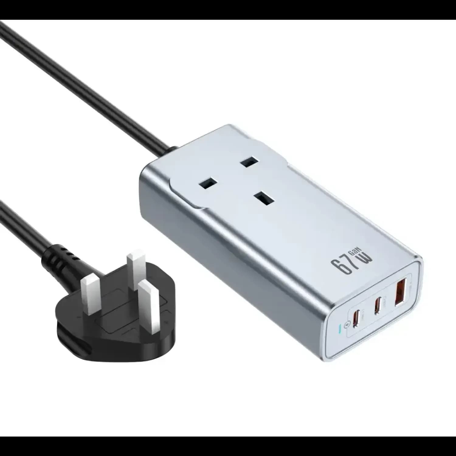 GREEN LION GaN AC Socket - 67W, USB-A & 2xUSB-C, Gray GREEN LION GaN AC Socket - 67W, USB-A & 2xUSB-C, Gray