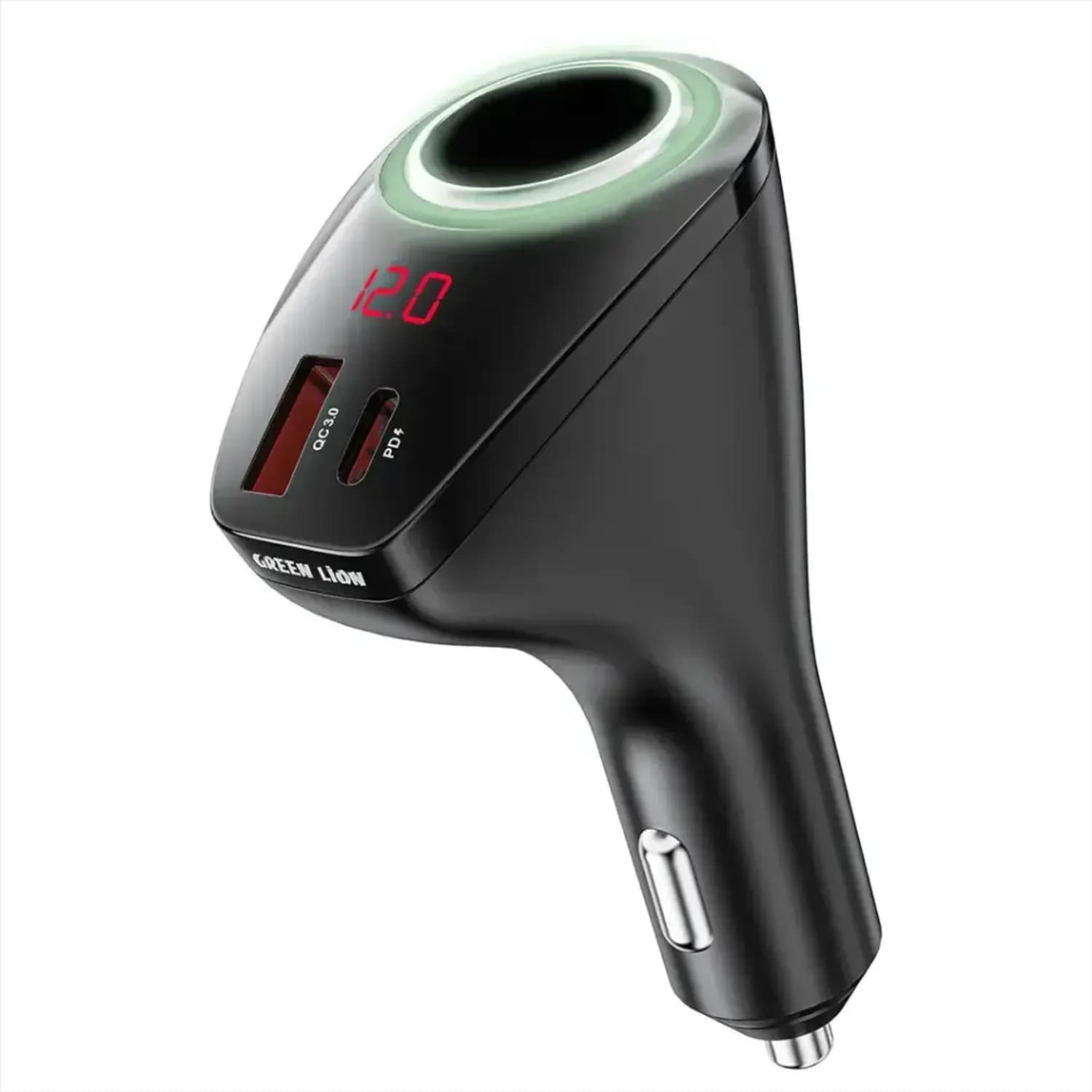 Power Drive Car Charger - 75W PD/QC, Voltage Display, Black Power Drive Car Charger - 75W PD/QC, Voltage Display, Black