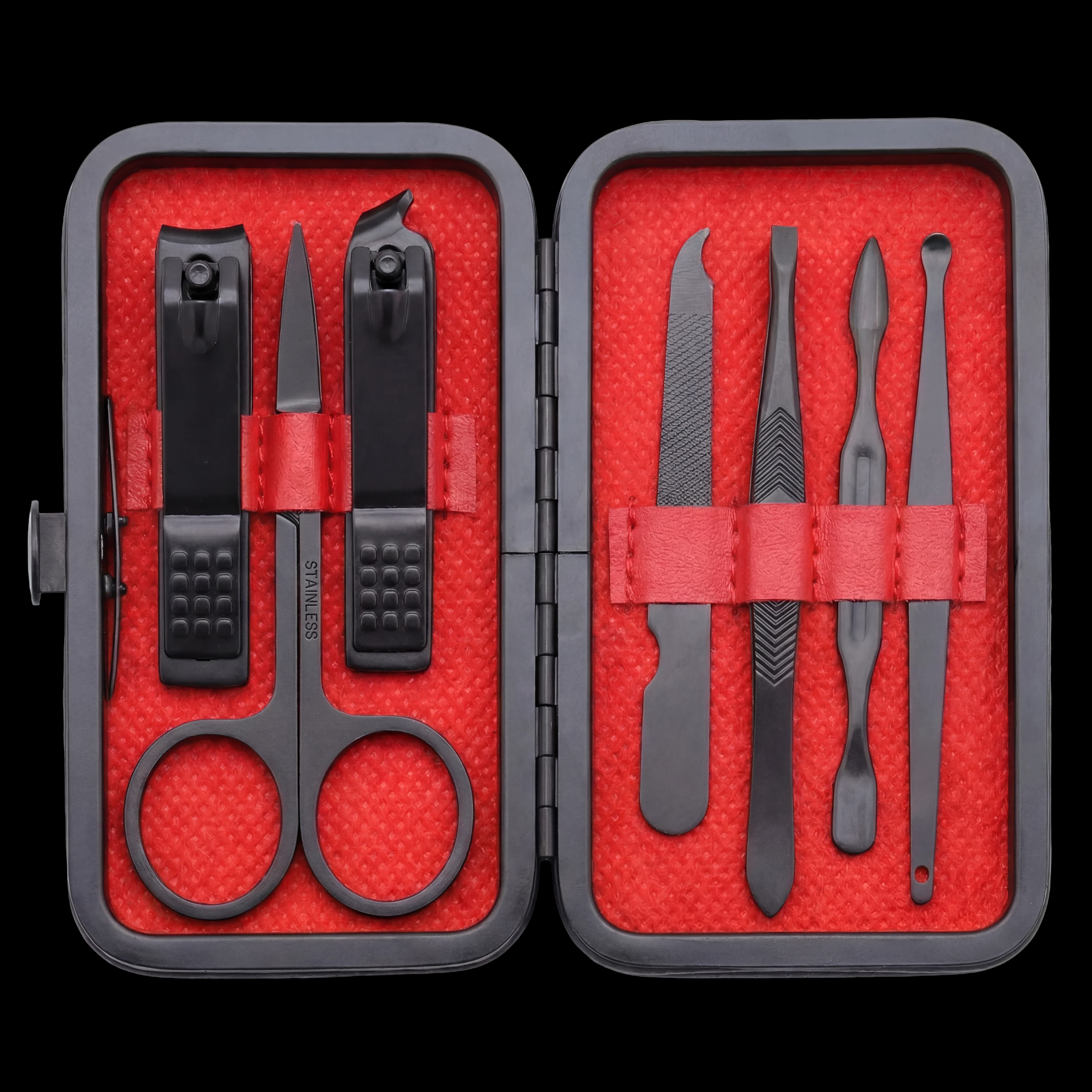 Green Lion Manicure Set GN7IN1MANBK - 7 PCS Carbon Steel, Black 2