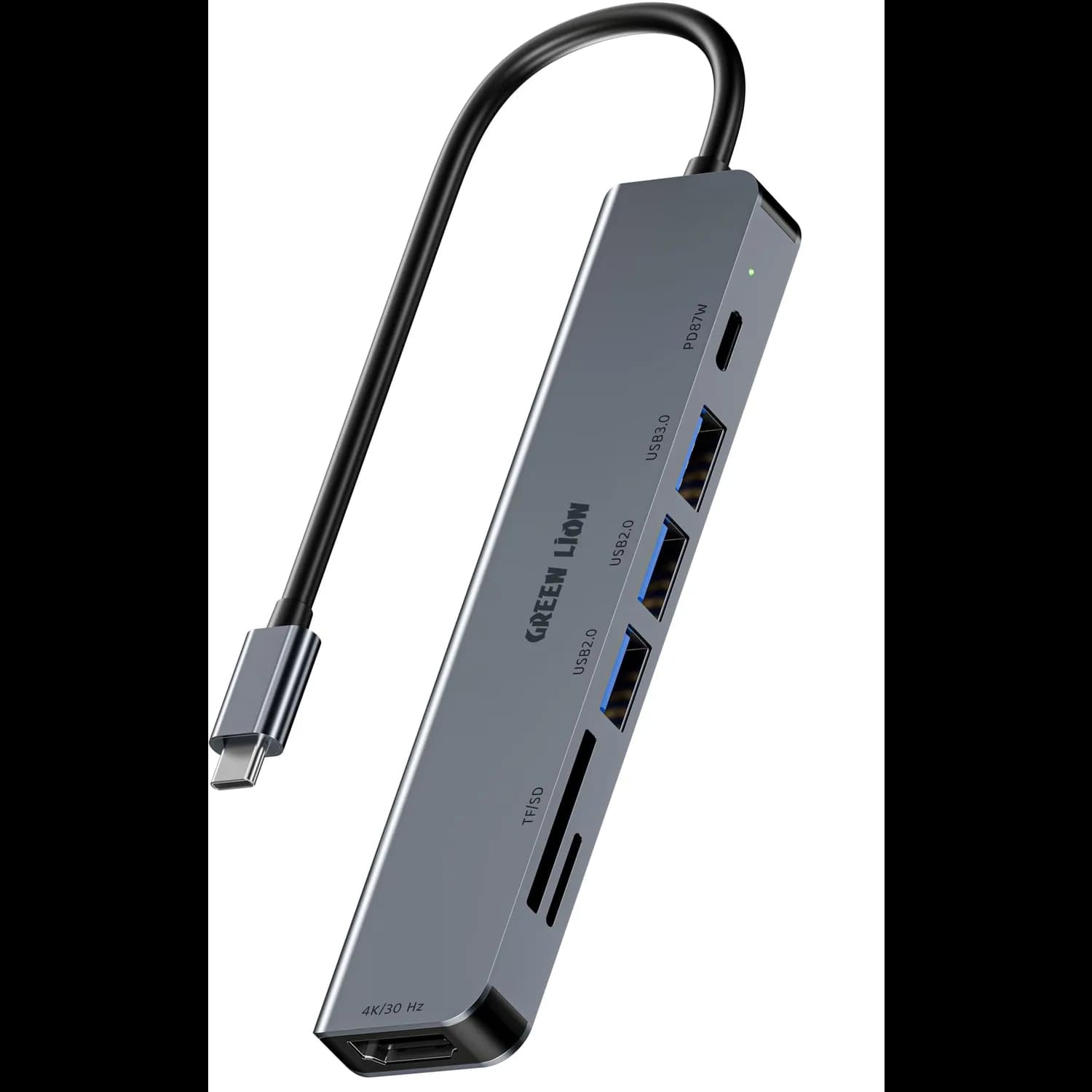 Green Lion USB-C Hub - 7-in-1, 87W PD, 4K HDMI, Gray 1 Green Lion USB-C Hub - 7-in-1, 87W PD, 4K HDMI, Gray 1