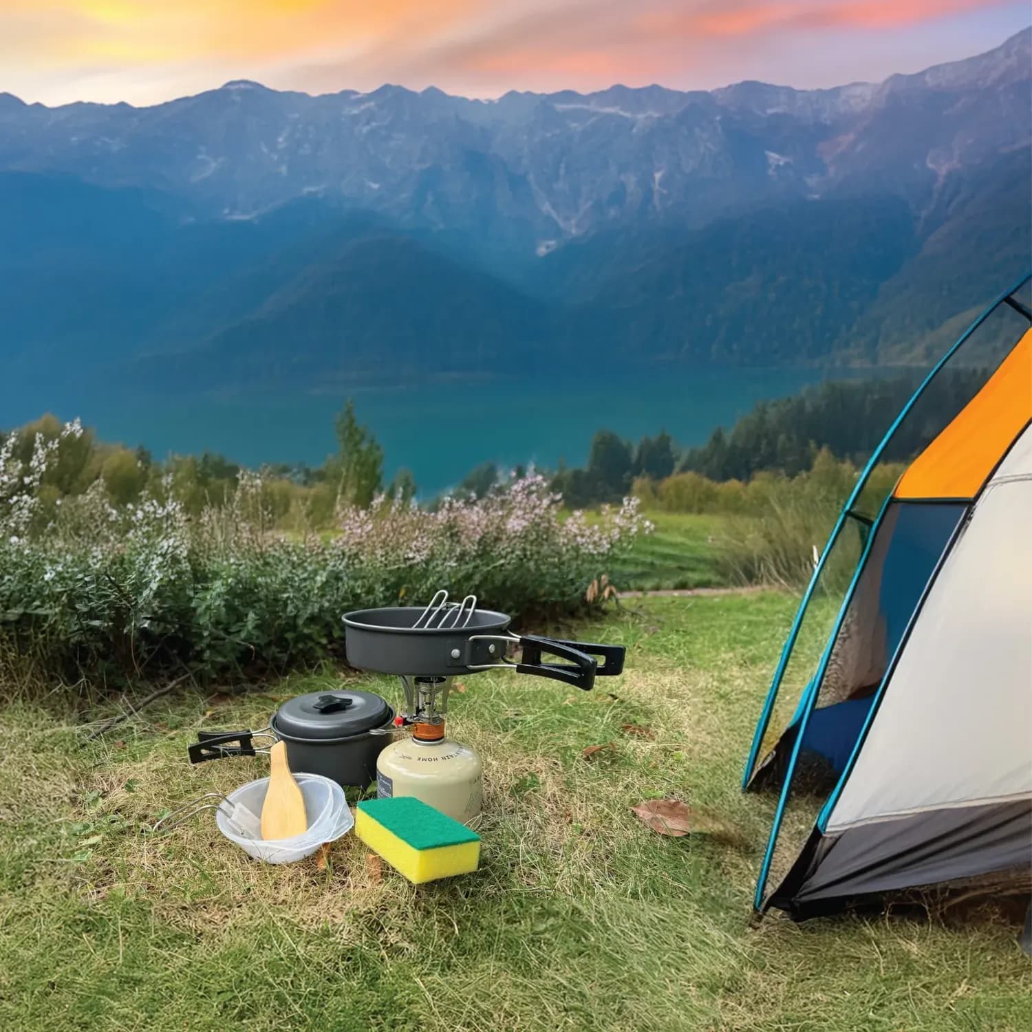 Green Lion Camping Cookware Set - 7-in-1, Black 3