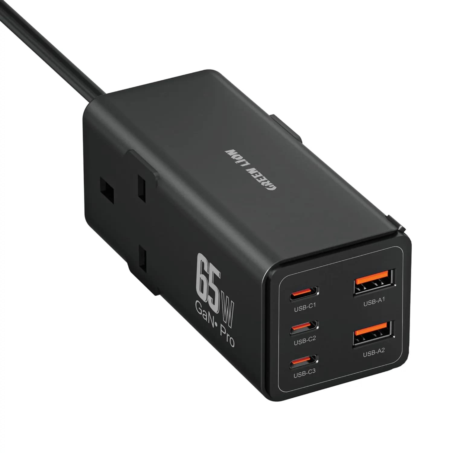 Green Lion Power Strip - 7 Outlets 65W GaN, Black 1 Green Lion Power Strip - 7 Outlets 65W GaN, Black 1