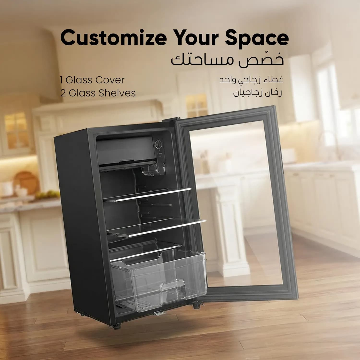 Green Lion Mini Refrigerator - 83L Glass Door, Black 3