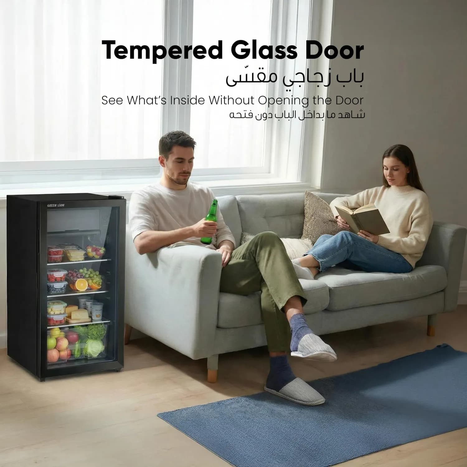 Green Lion Mini Refrigerator - 83L Glass Door, Black 4