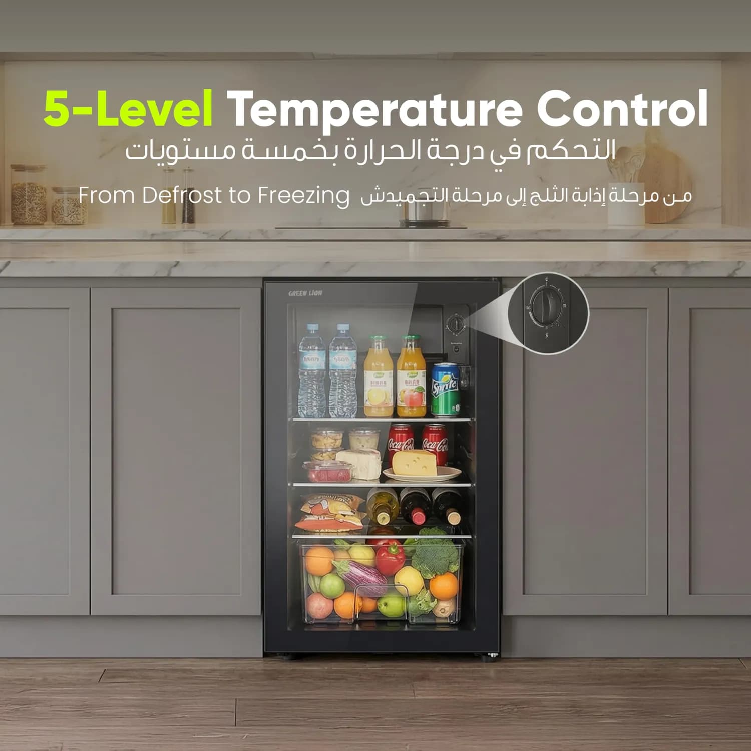 Green Lion Mini Refrigerator - 83L Glass Door, Black 5