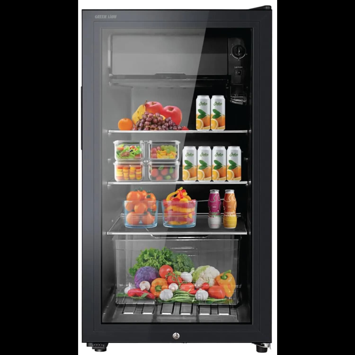 Green Lion Mini Refrigerator - 83L Glass Door, Black 1