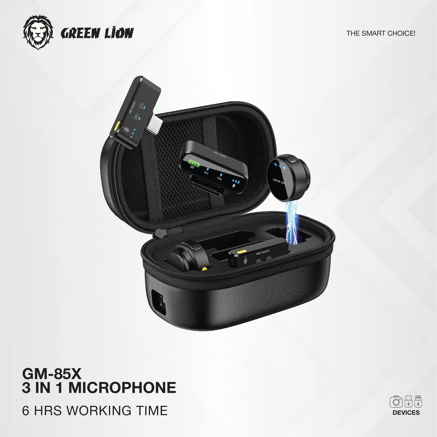 Green Lion Wireless Microphone GM-85X - 3-in-1, LED Display, Black 4