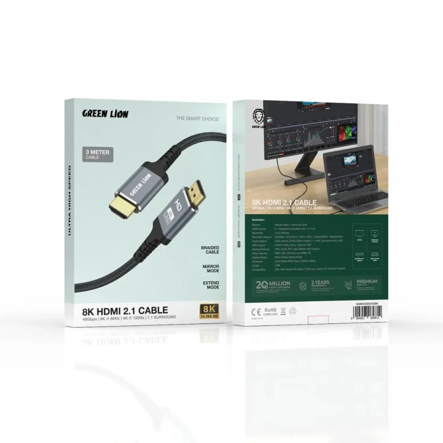 Green Lion HDMI Cable - 8K HDMI 2.1, 3M, Black 3