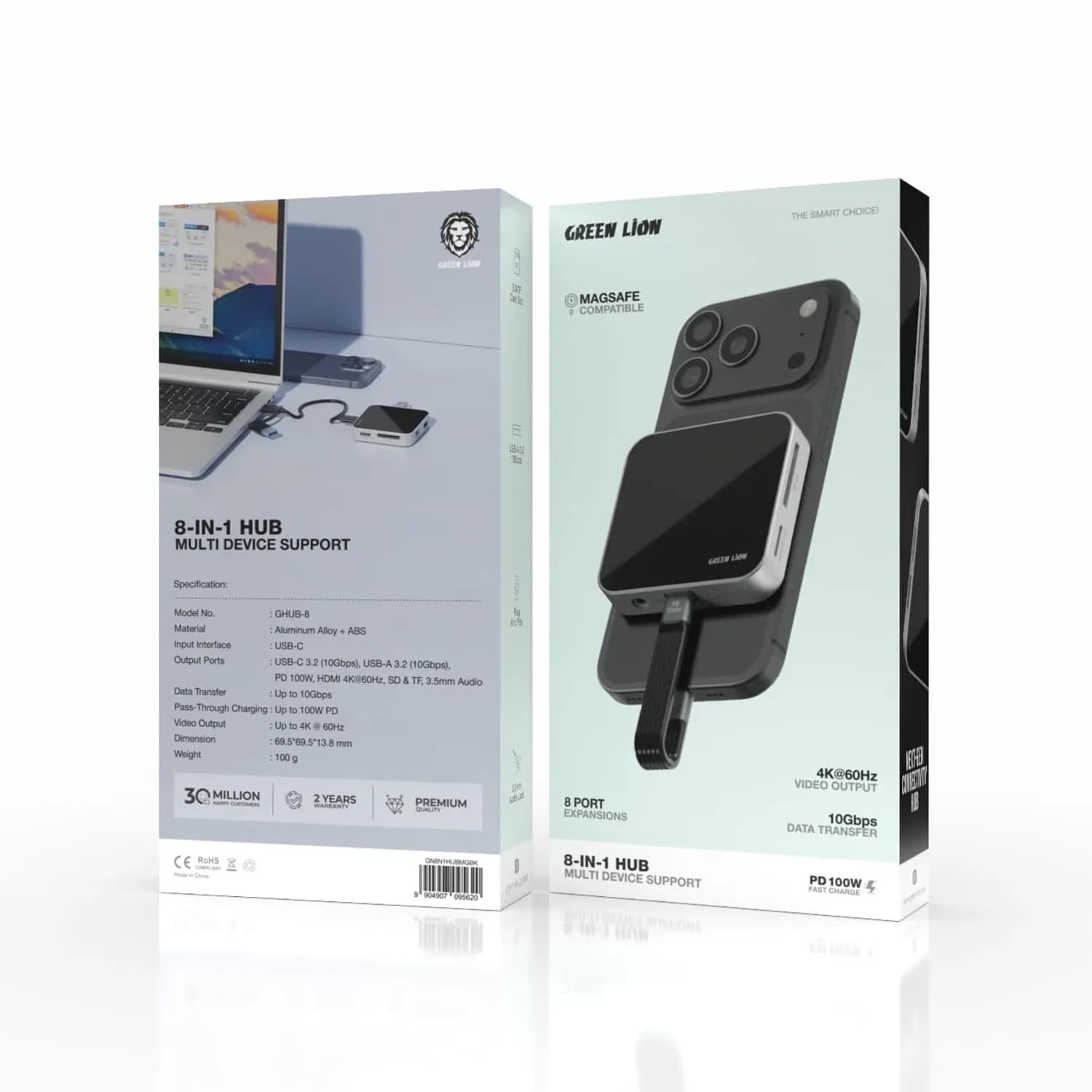 Green Lion USB-C Hub - 8-in-1, 100W PD, Black 5