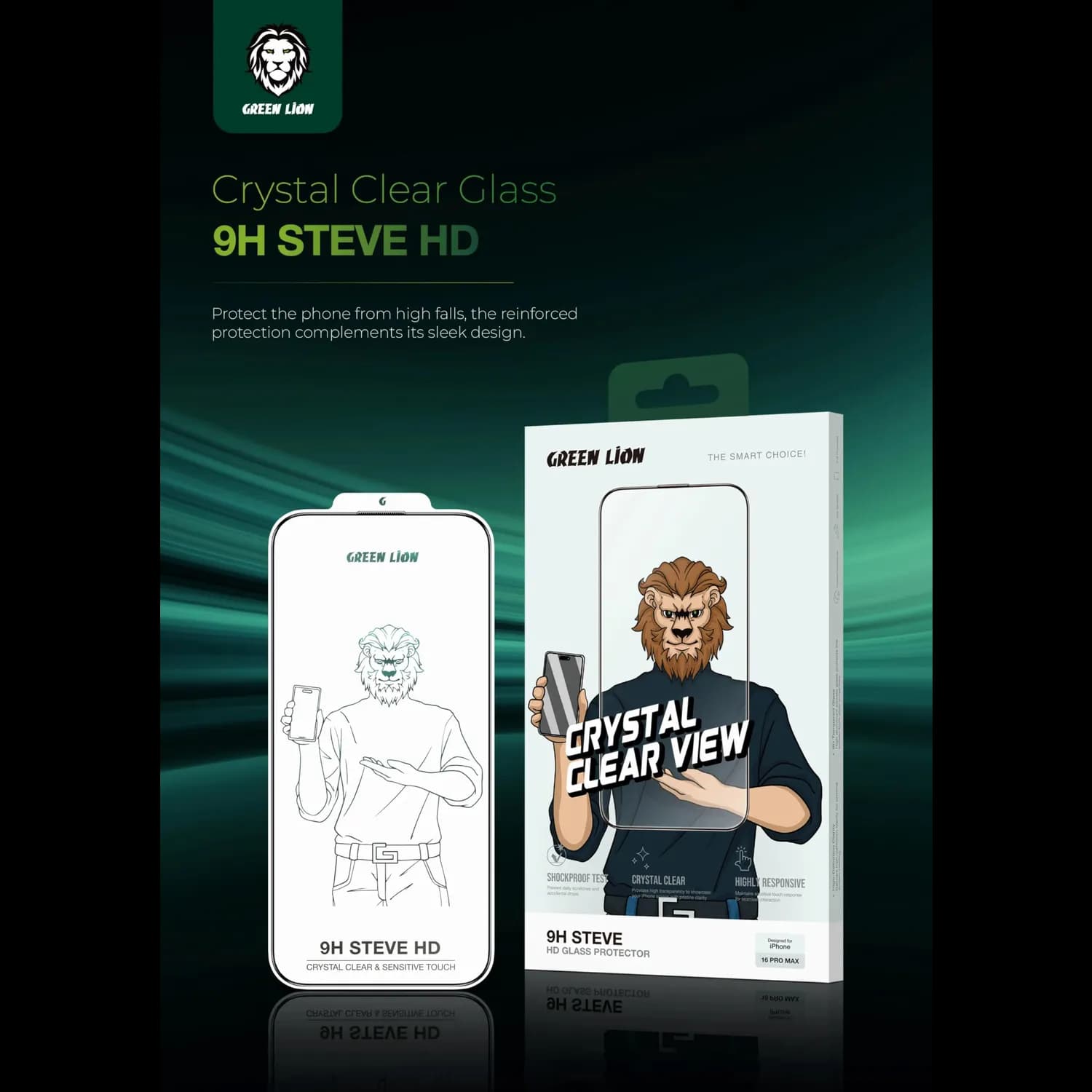 Green Lion Screen Protector iPhone 16 Pro - 9H Hardness, Clear 2