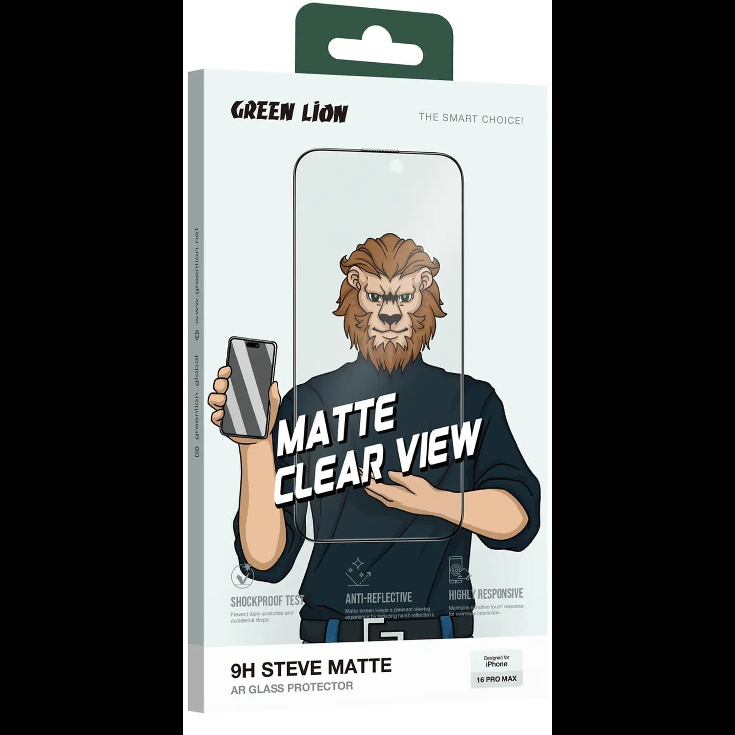 Green Lion Screen Protector iPhone 16 Pro Max - Matte 9H Glass