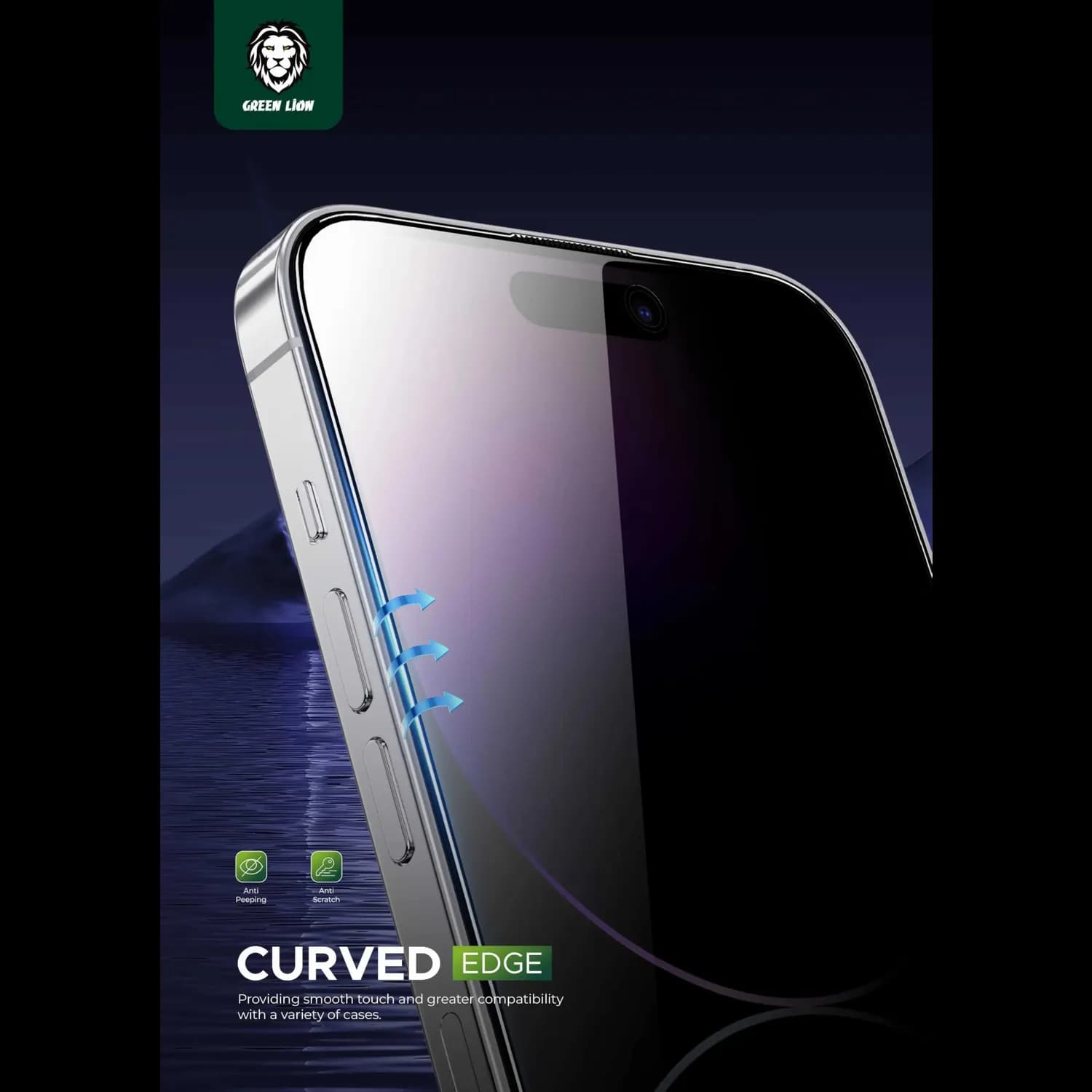 Green Lion Privacy Screen Protector 9H Steve - iPhone 15 Pro, Black 3
