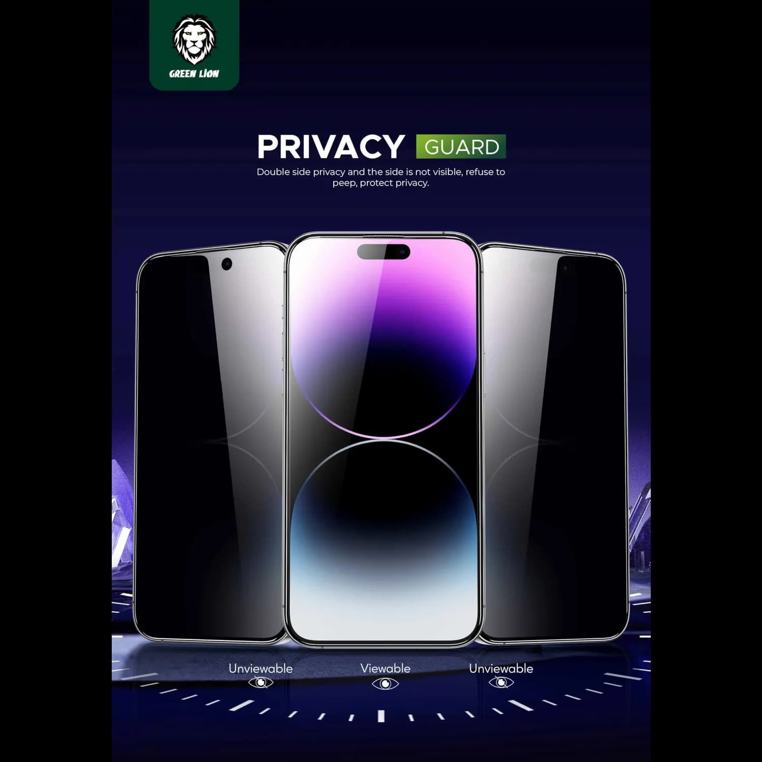 Green Lion Privacy Screen Protector 9H Steve - iPhone 15 Pro, Black 4