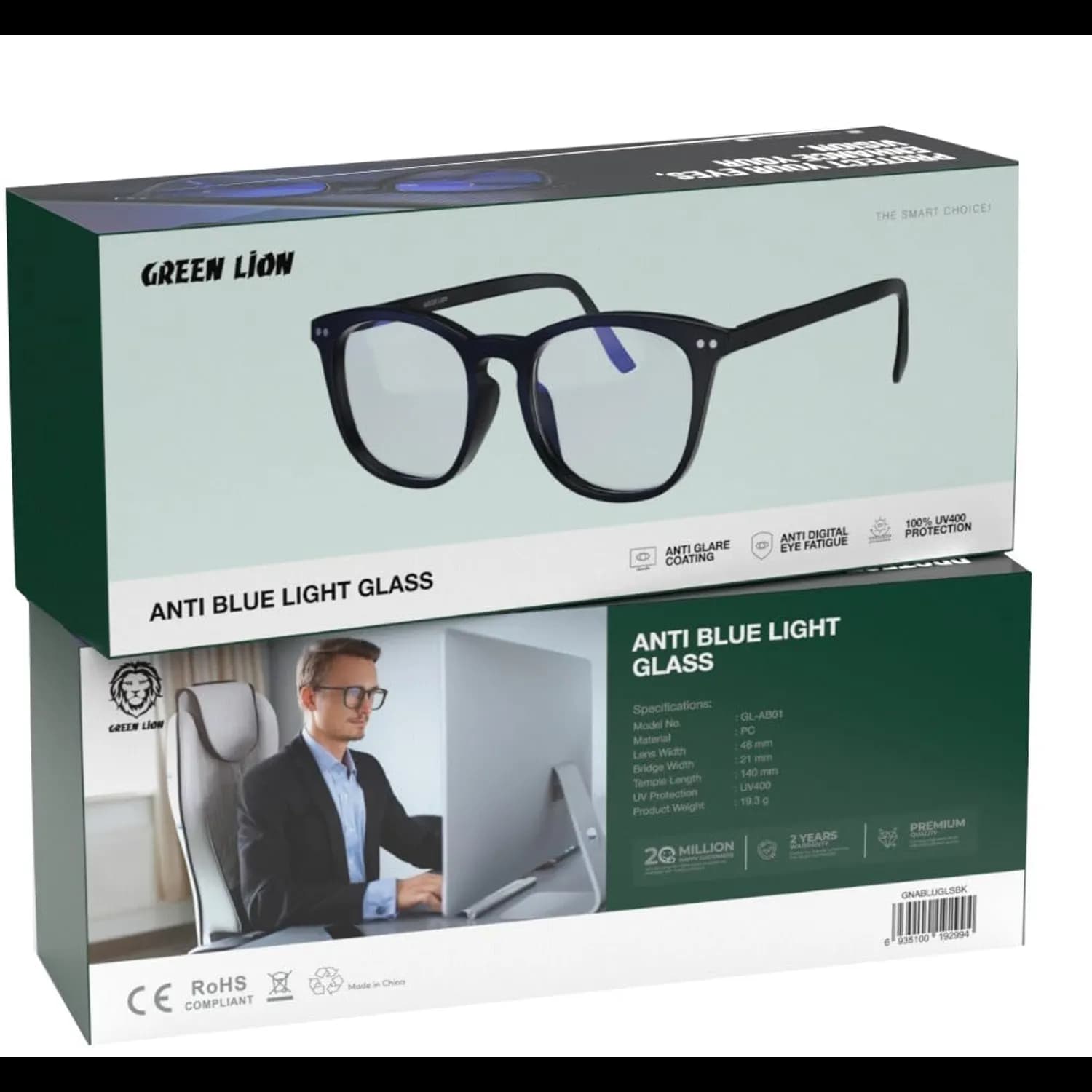 Green Lion Anti Glare Glass - UV400 Protection, Clear PC 2