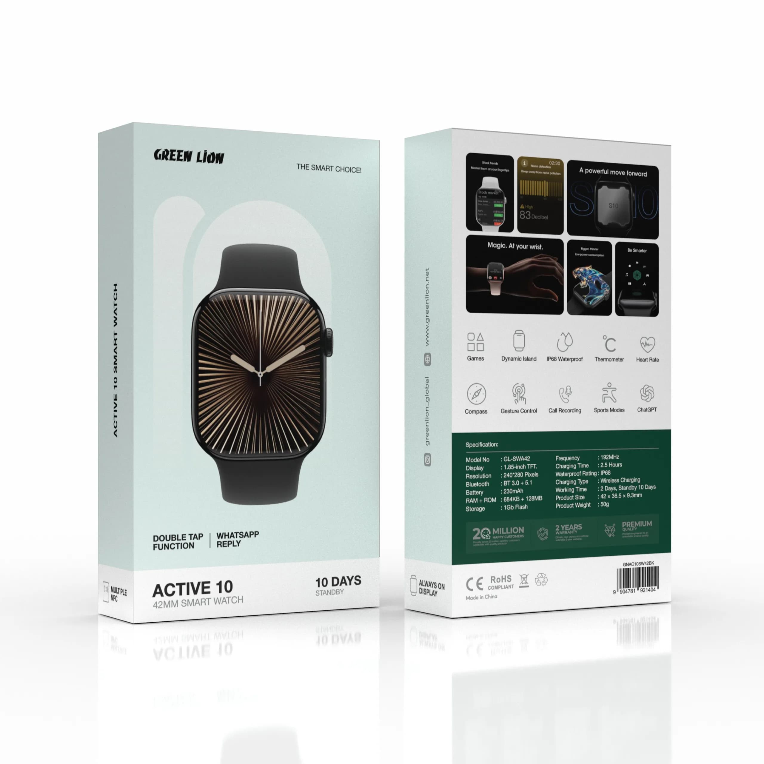 Green Lion Active 10 42mm Smart Watch — Black 2