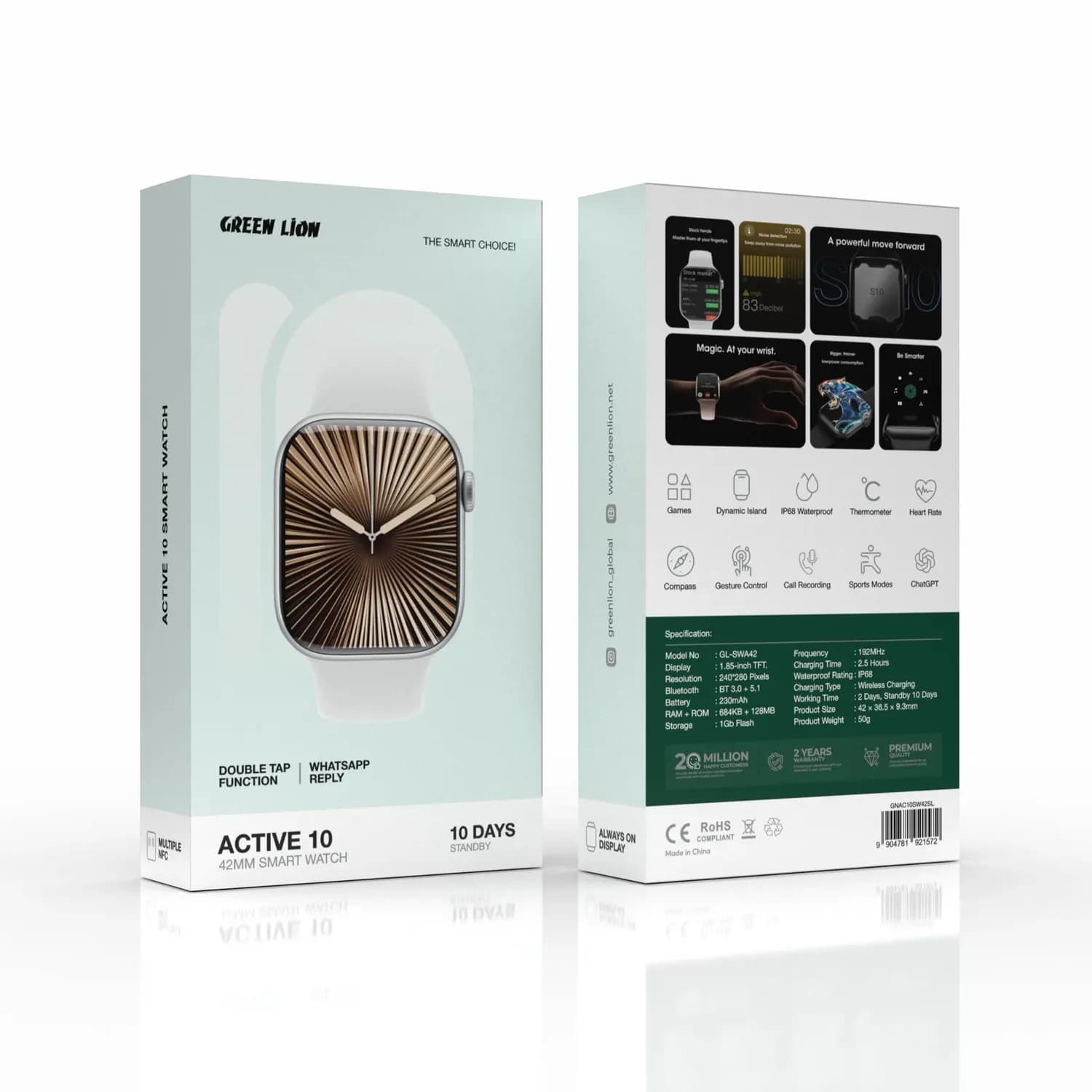 Green Lion Smart Watch Active 10 - 42mm, Silver — Rose Gold 3