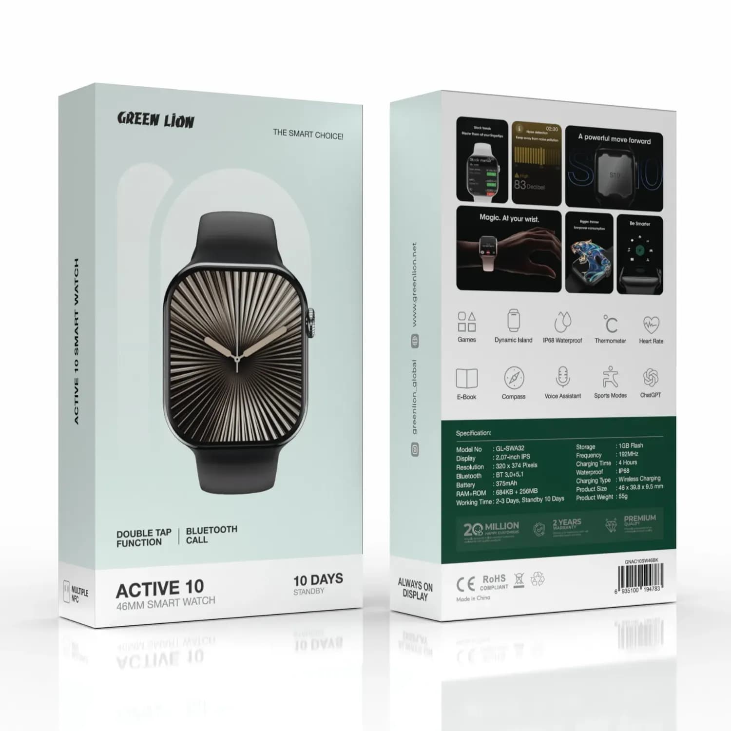 Green Lion Smart Watch Active 10 - 46mm, IP68 Waterproof 2