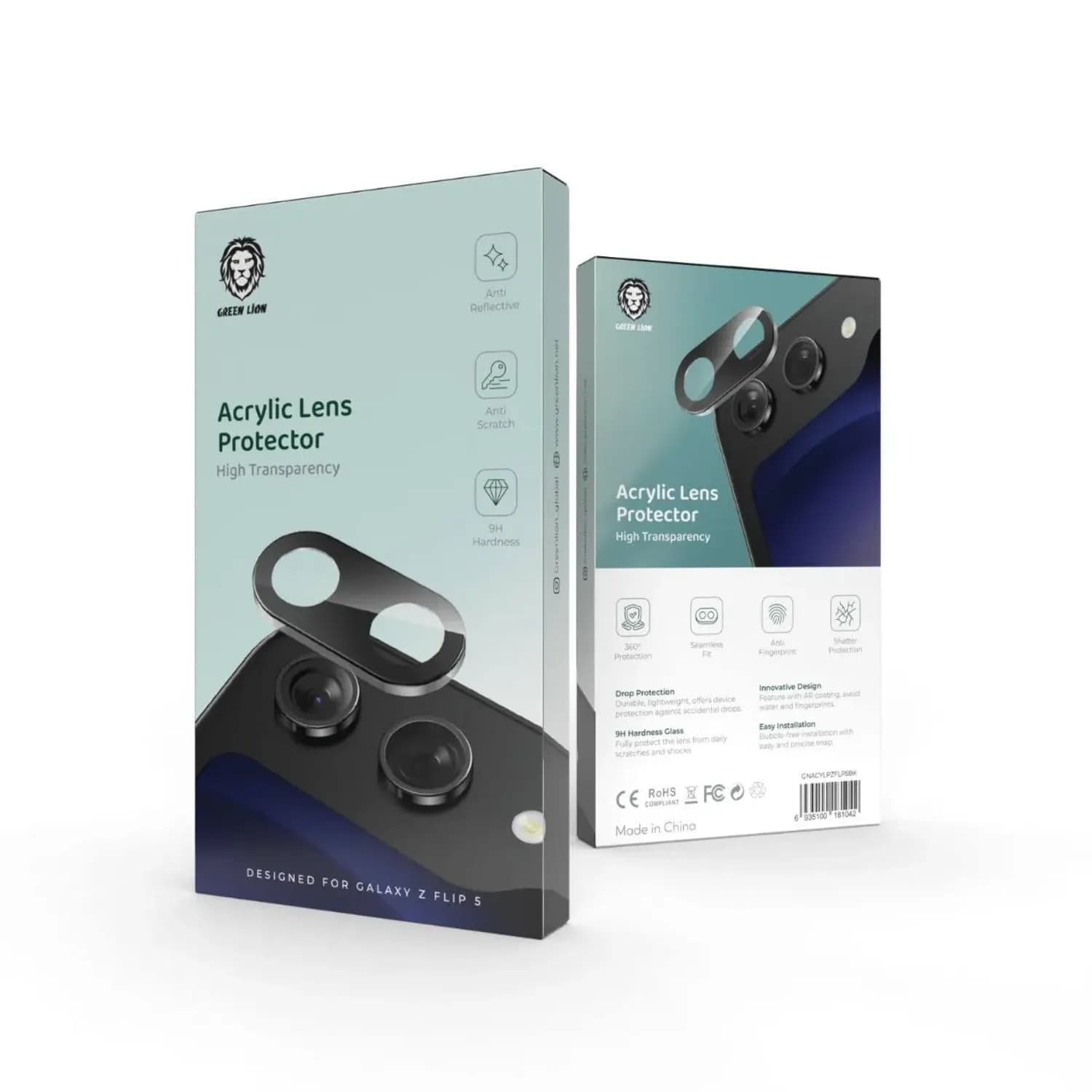 Green Lion Acrylic Lens Protector Galaxy Z Flip 5 - 9H Hardness, Black Green Lion Acrylic Lens Protector Galaxy Z Flip 5 - 9H Hardness, Black