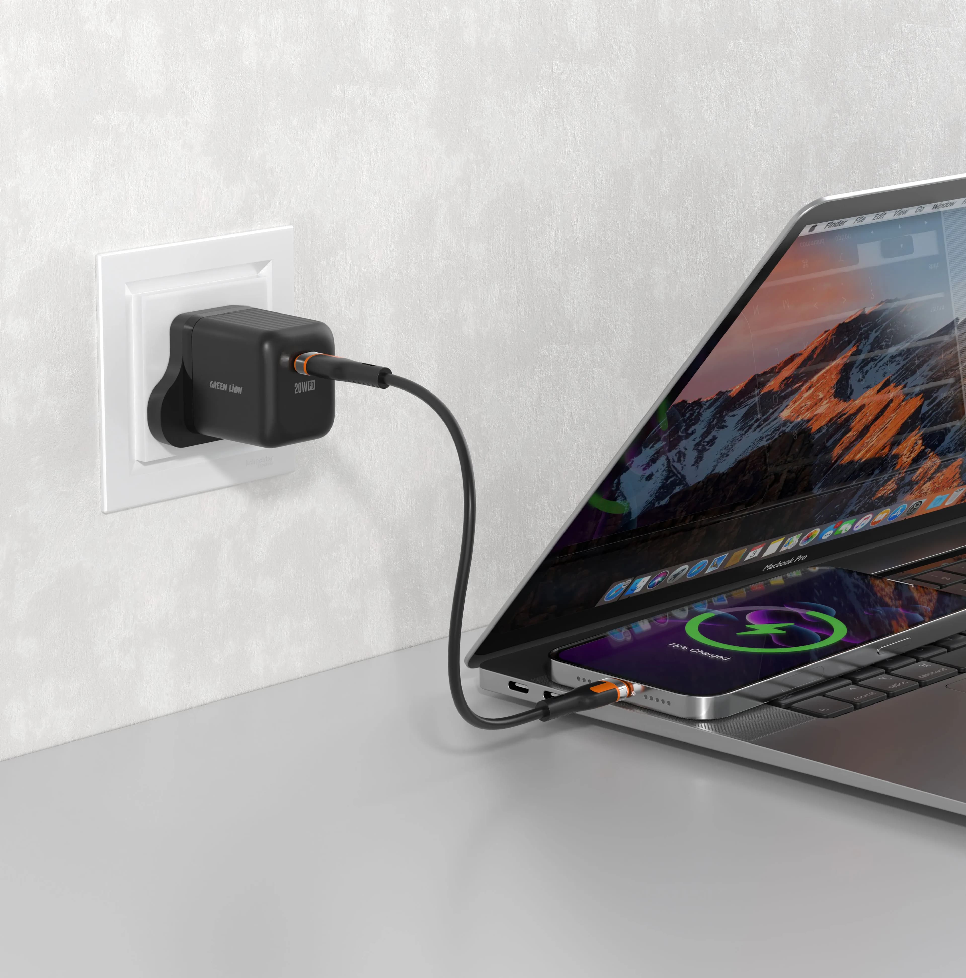 Green Lion GaN Wall Charger GNAD20PDCTCBK - 20W PD USB-C, Black 4