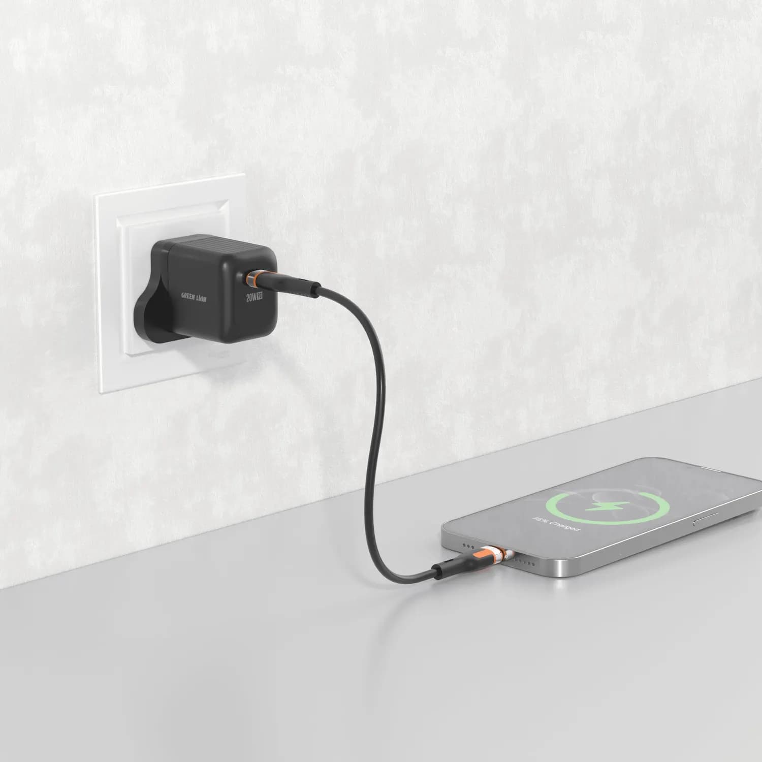Green Lion Charger - 20W PD USB-C, GaN, Black 2