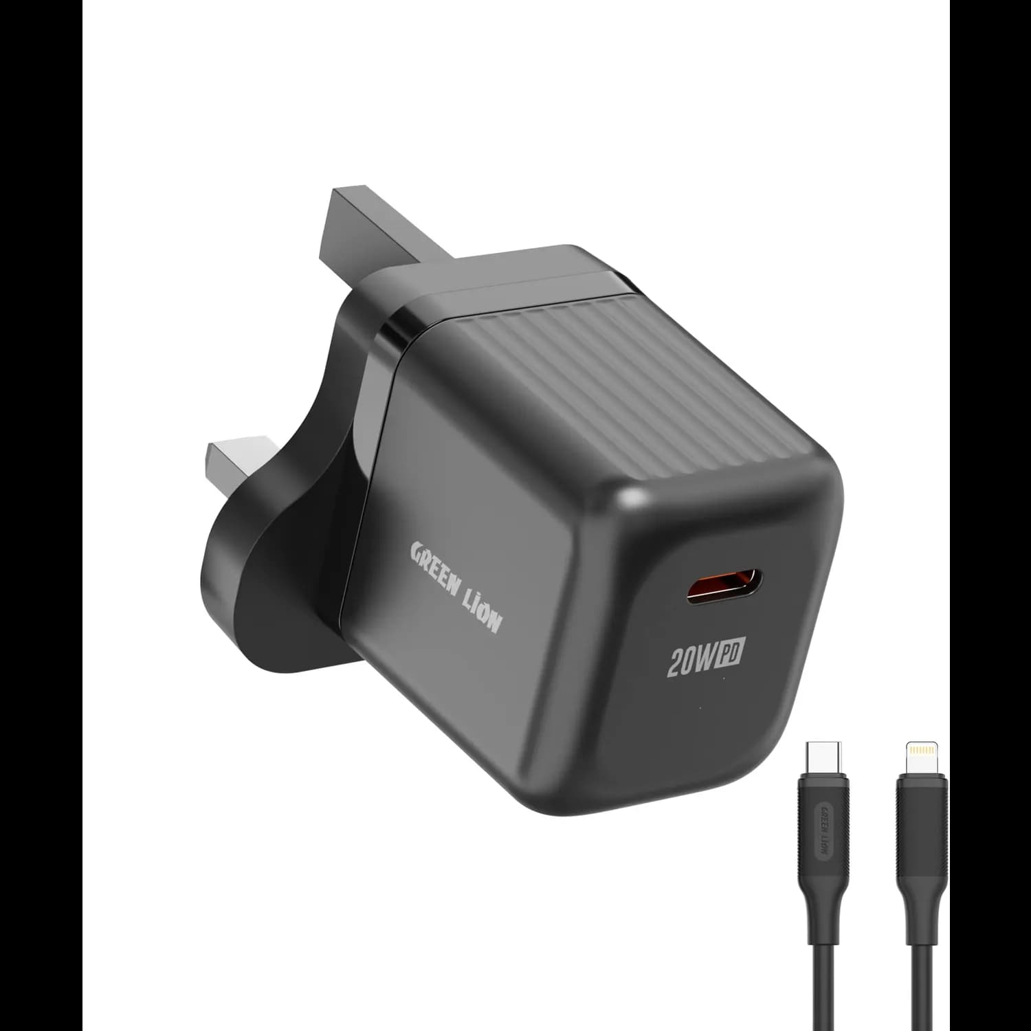 Green Lion Charger - 20W PD USB-C, GaN, Black 1