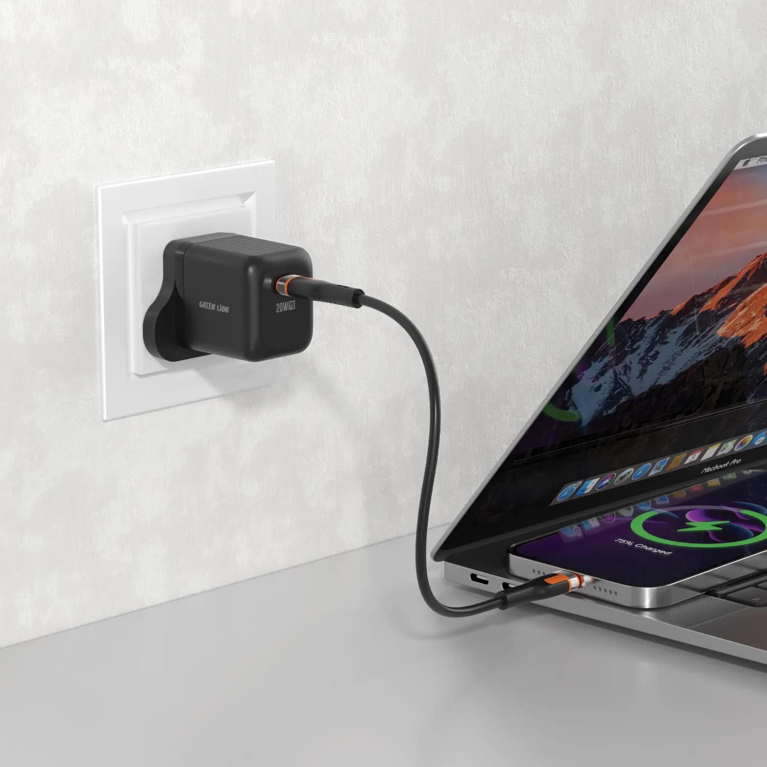 Green Lion GaN Wall Charger - 20W USB-C PD, Black 2