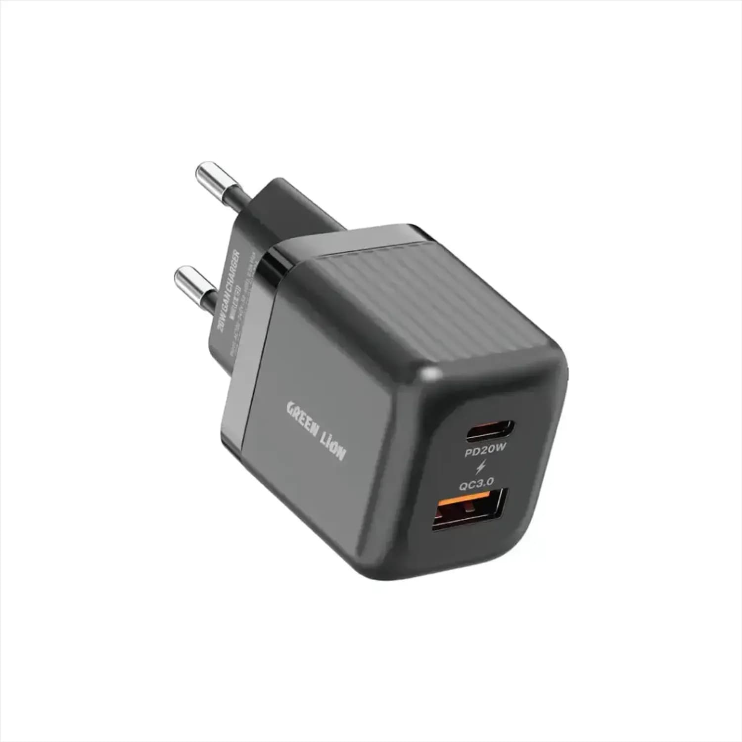 GREEN LION GaN Wall Charger - 20W PD, 2-Port EU, Black GREEN LION GaN Wall Charger - 20W PD, 2-Port EU, Black