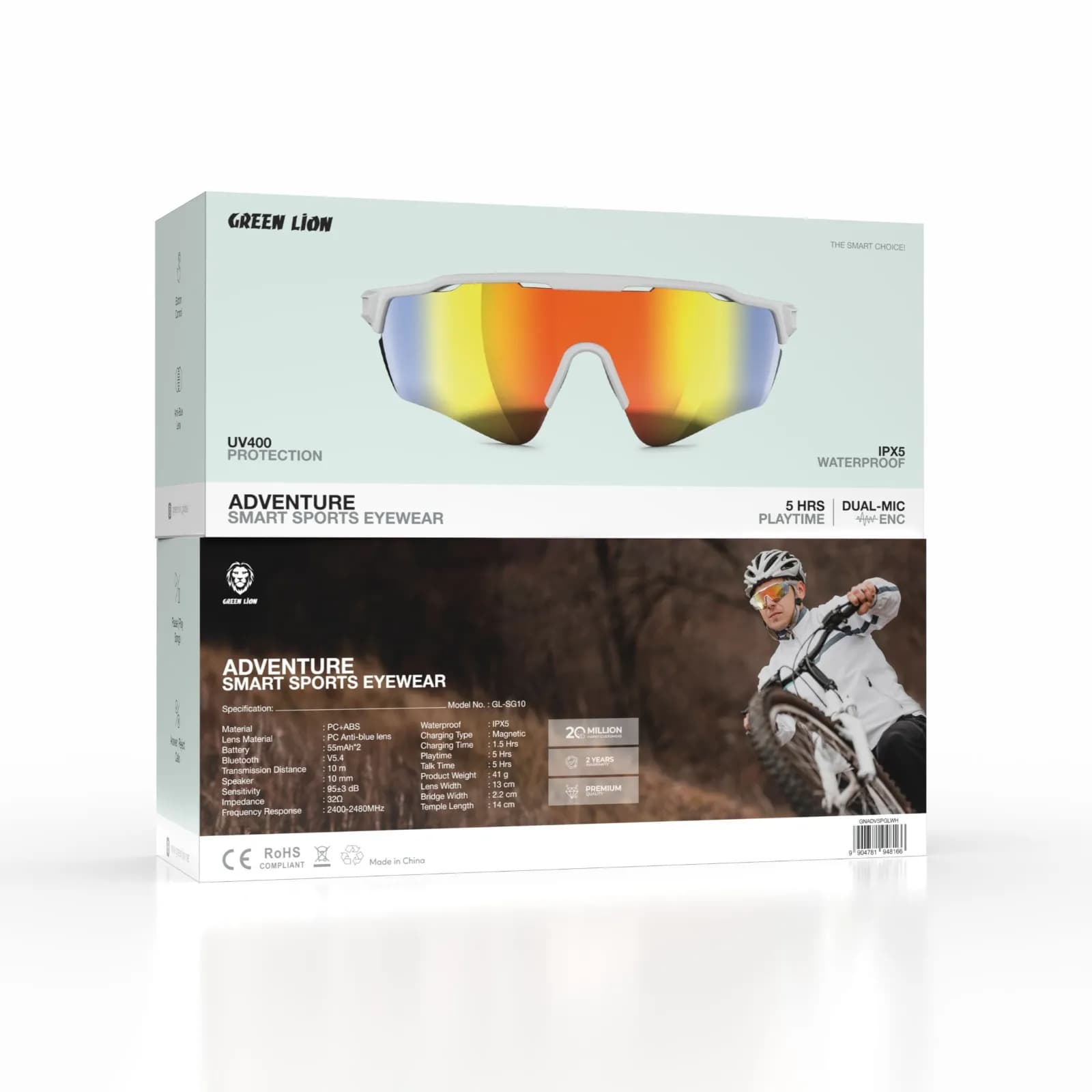 Green Lion Adventure Smart Sports Eyewear - White 3