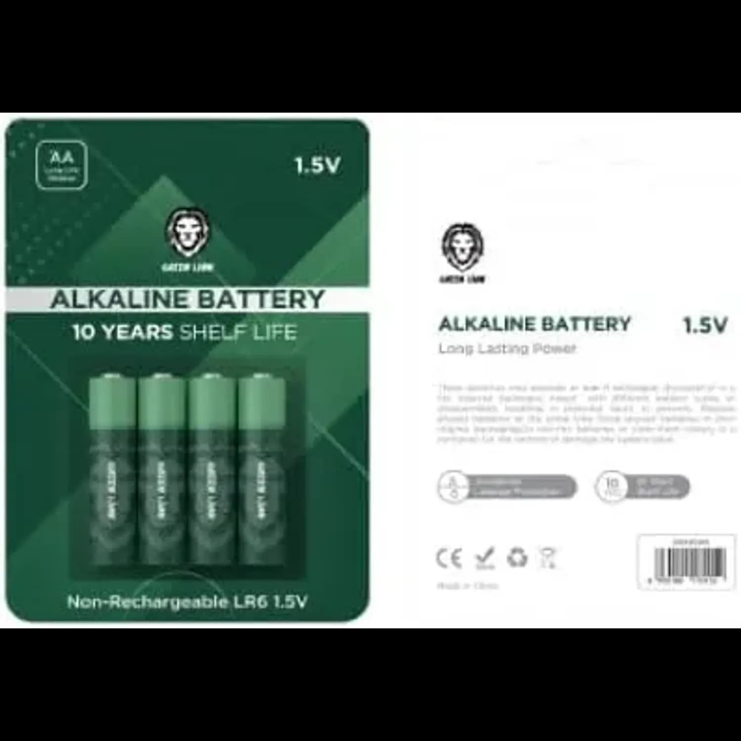 Green Lion Alkaline Battery AAA - 1.5V, 4-Pack, Green