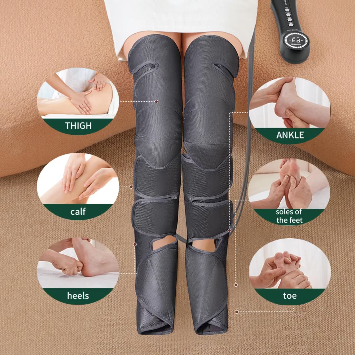 Green Lion Leg Massager - Air Compression, Black 5