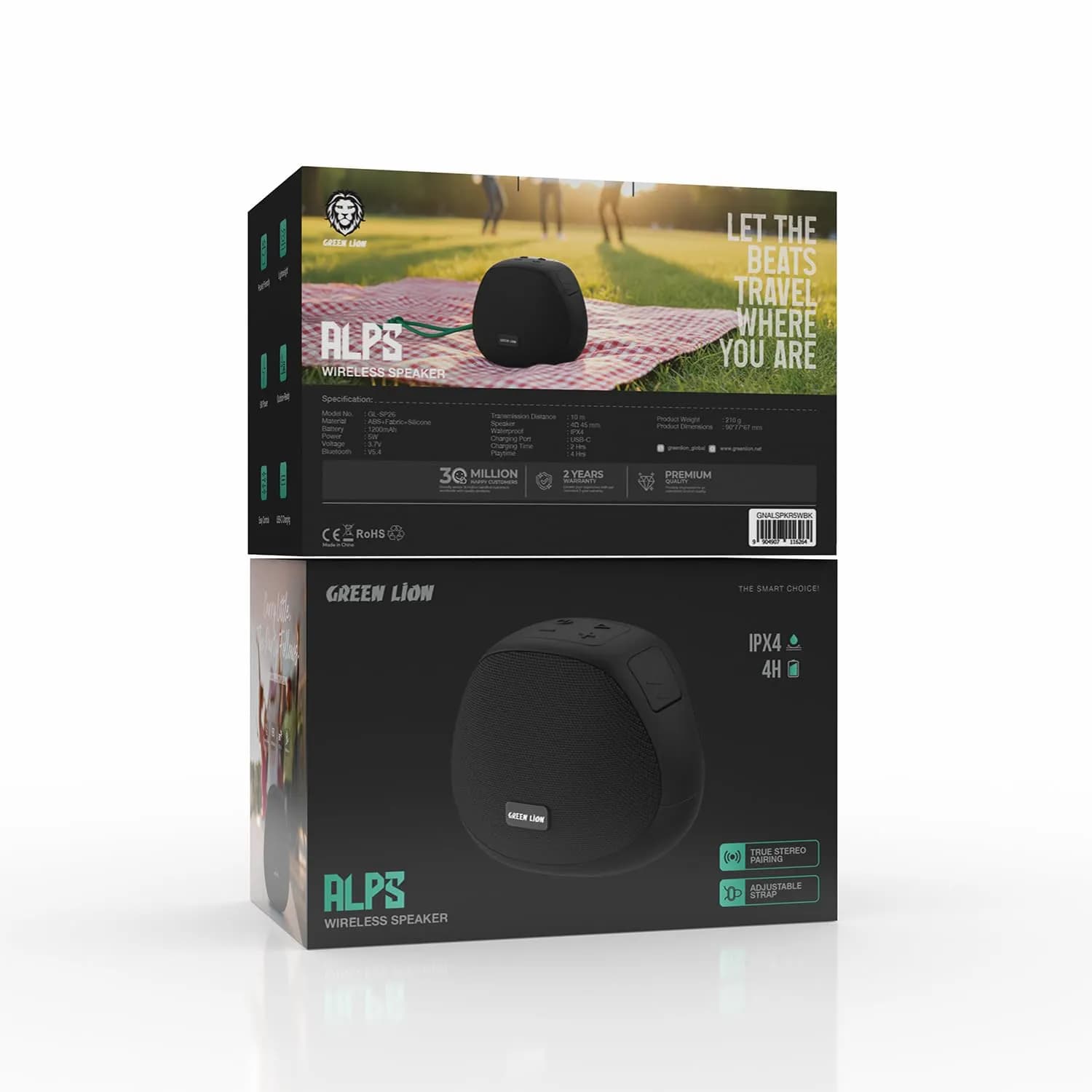 Green Lion Portable Speaker ALPS PRO - 8W Waterproof, Black 4