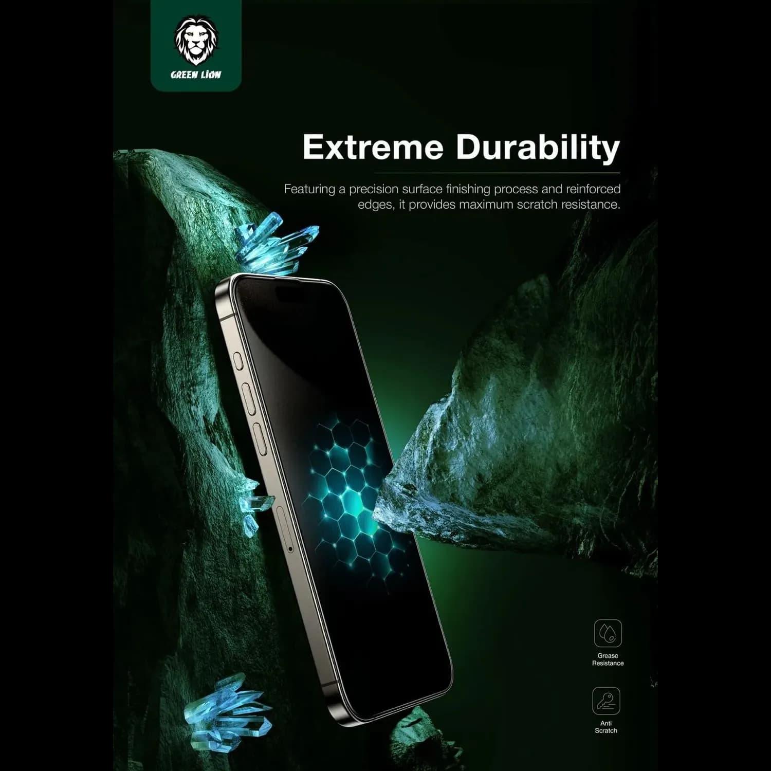 Green Lion Privacy Screen Protector - 360° Privacy, 9H Glass for iPhone 15 Pro 6.1" 3