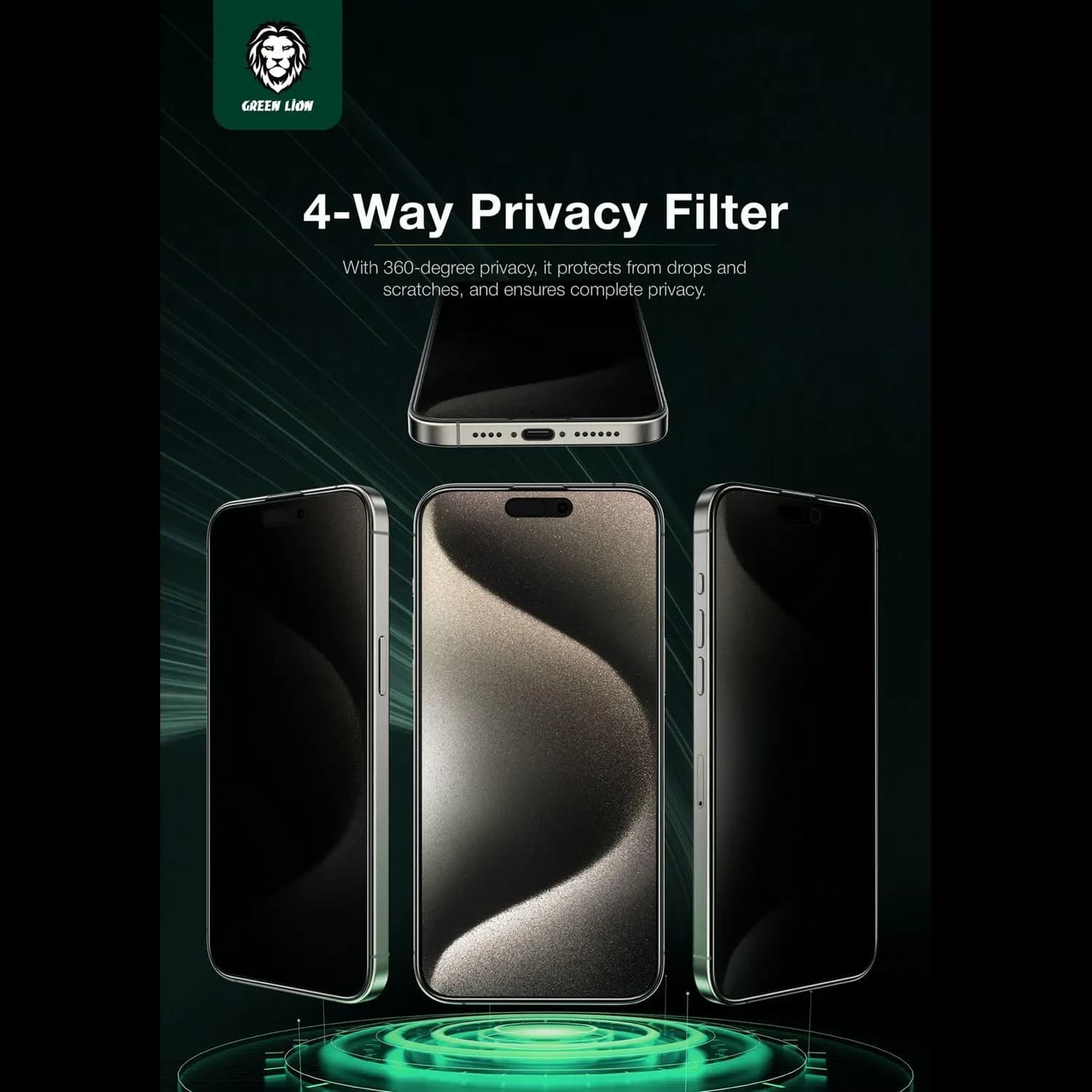 Green Lion Privacy Screen Protector - 360° Privacy, 9H Hardness 2
