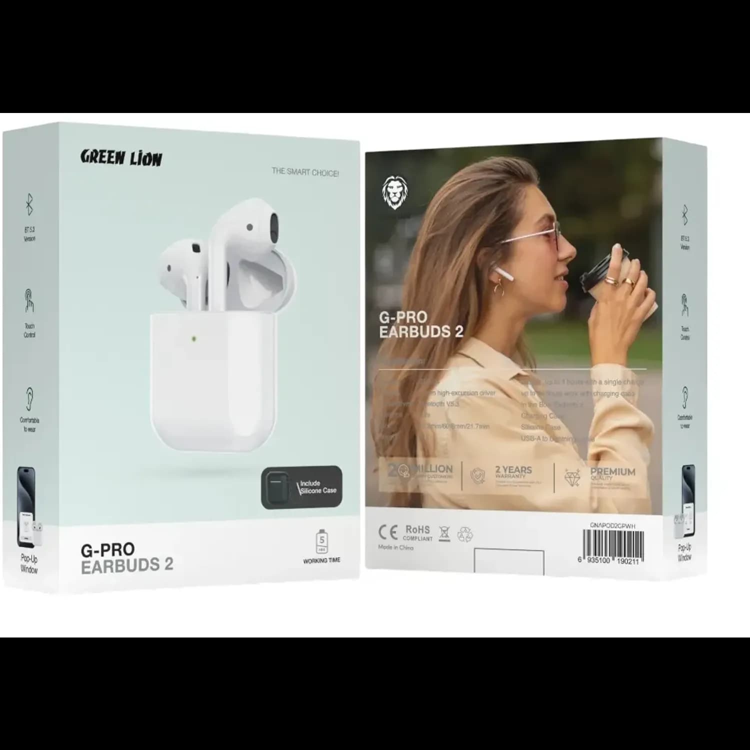 Green Lion Earbuds G-Pro 2 - White 2
