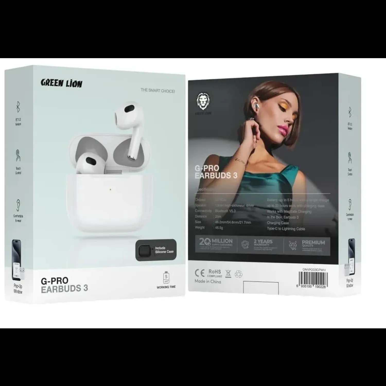 Green Lion Earbuds G-PRO 3 - White 2