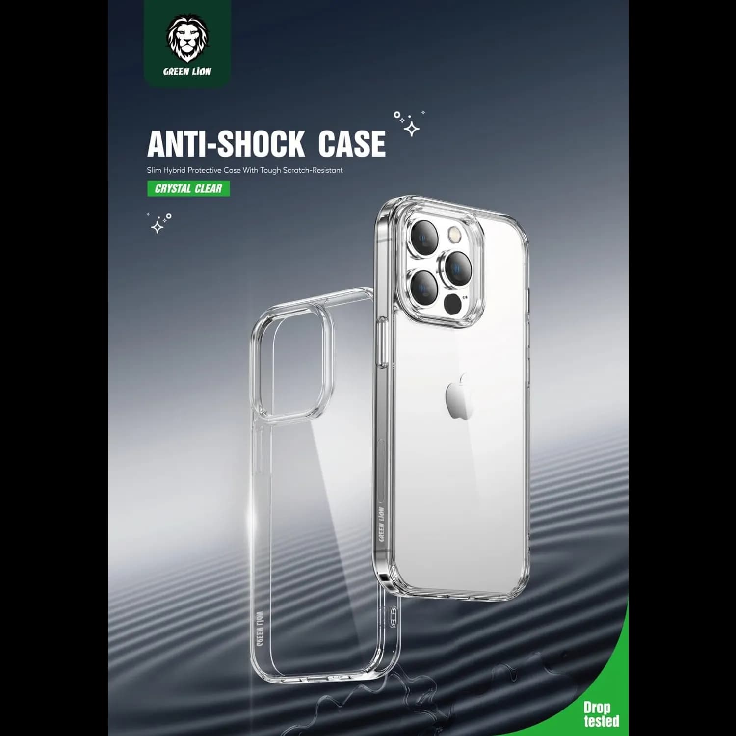 Green Lion Phone Case iPhone 13 Pro Max - Shockproof, Anti-Microbial, Clear 2