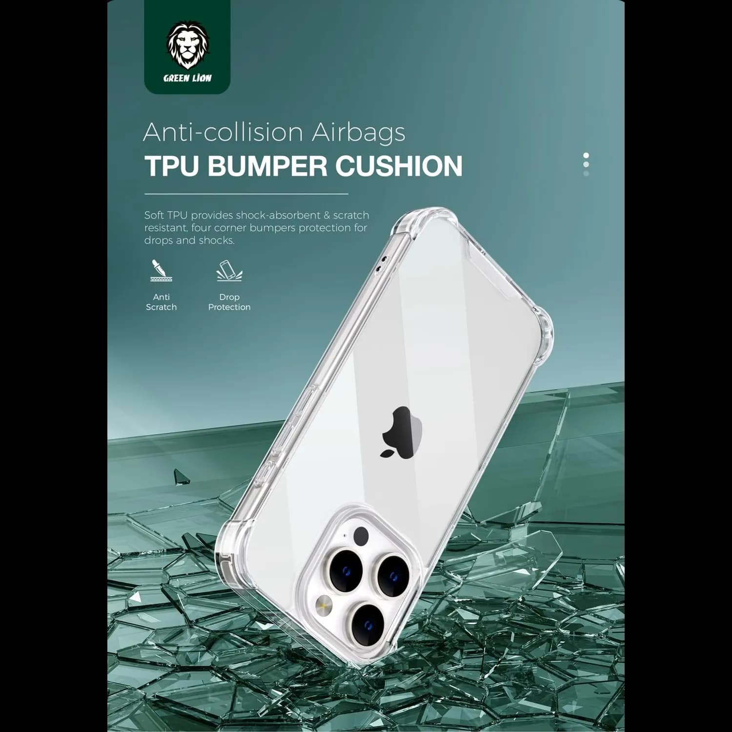 Green Lion iPhone 16 Case - Military Grade Shockproof, Clear 4