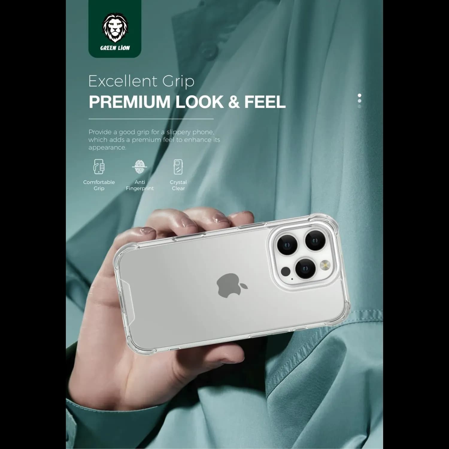 Green Lion iPhone 16 Pro Case - Military Grade Shockproof, Clear 3