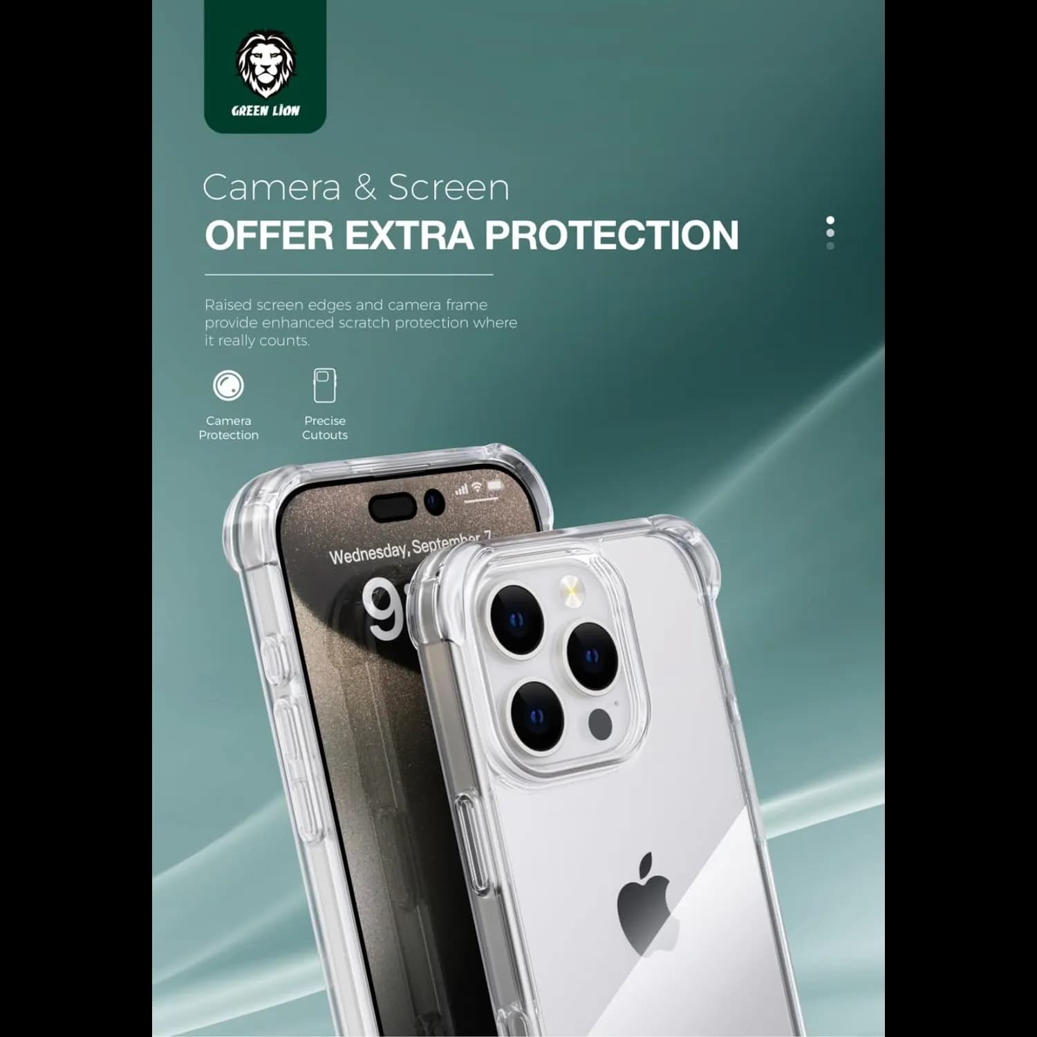 Green Lion Case iPhone 16 Pro Max - Military Grade Shockproof, Clear 5