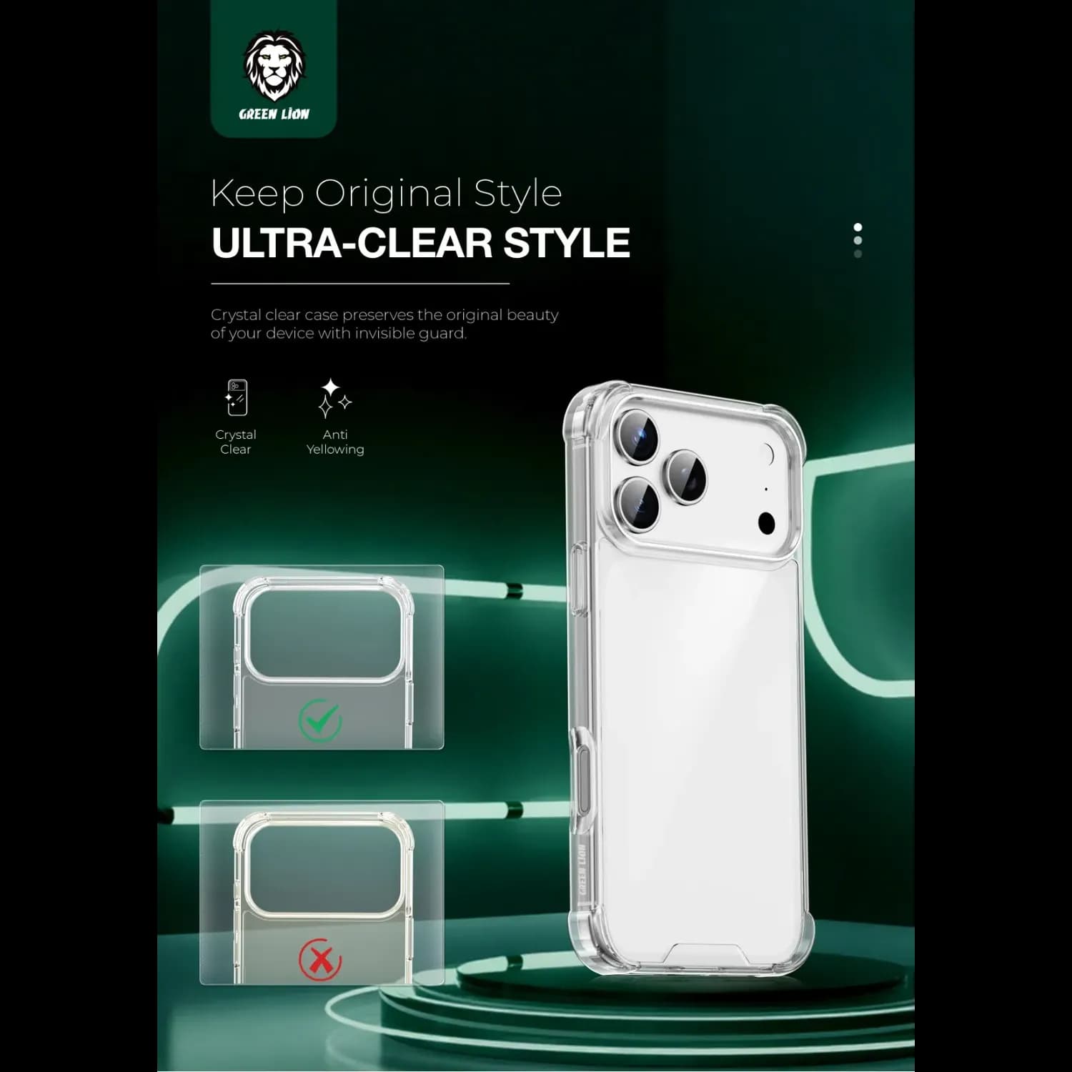 Green Lion iPhone 17 Pro Max Case - Military-Grade Clear 4