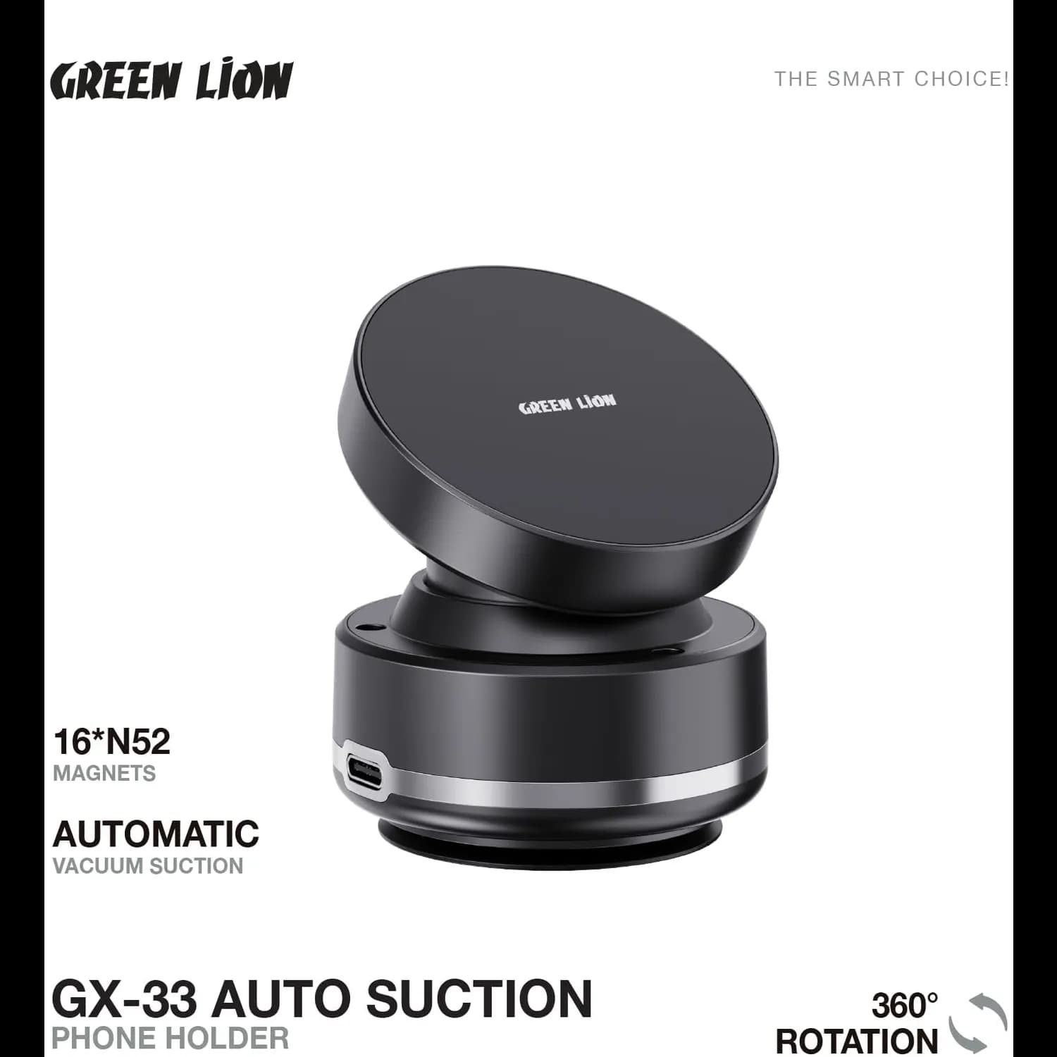 Green Lion Phone Holder GX-33 - Auto Suction, MagSafe Compatible, Black 4