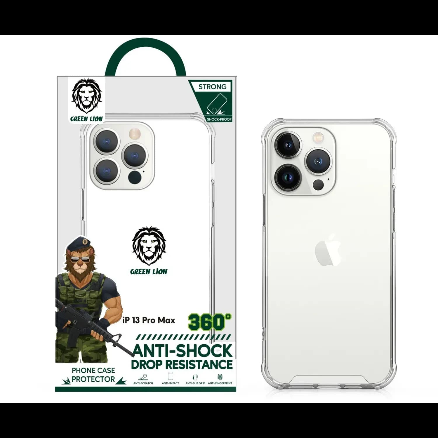 Green Lion Case iPhone 13 Pro Max - Shockproof, Anti-Microbial, Clear 3