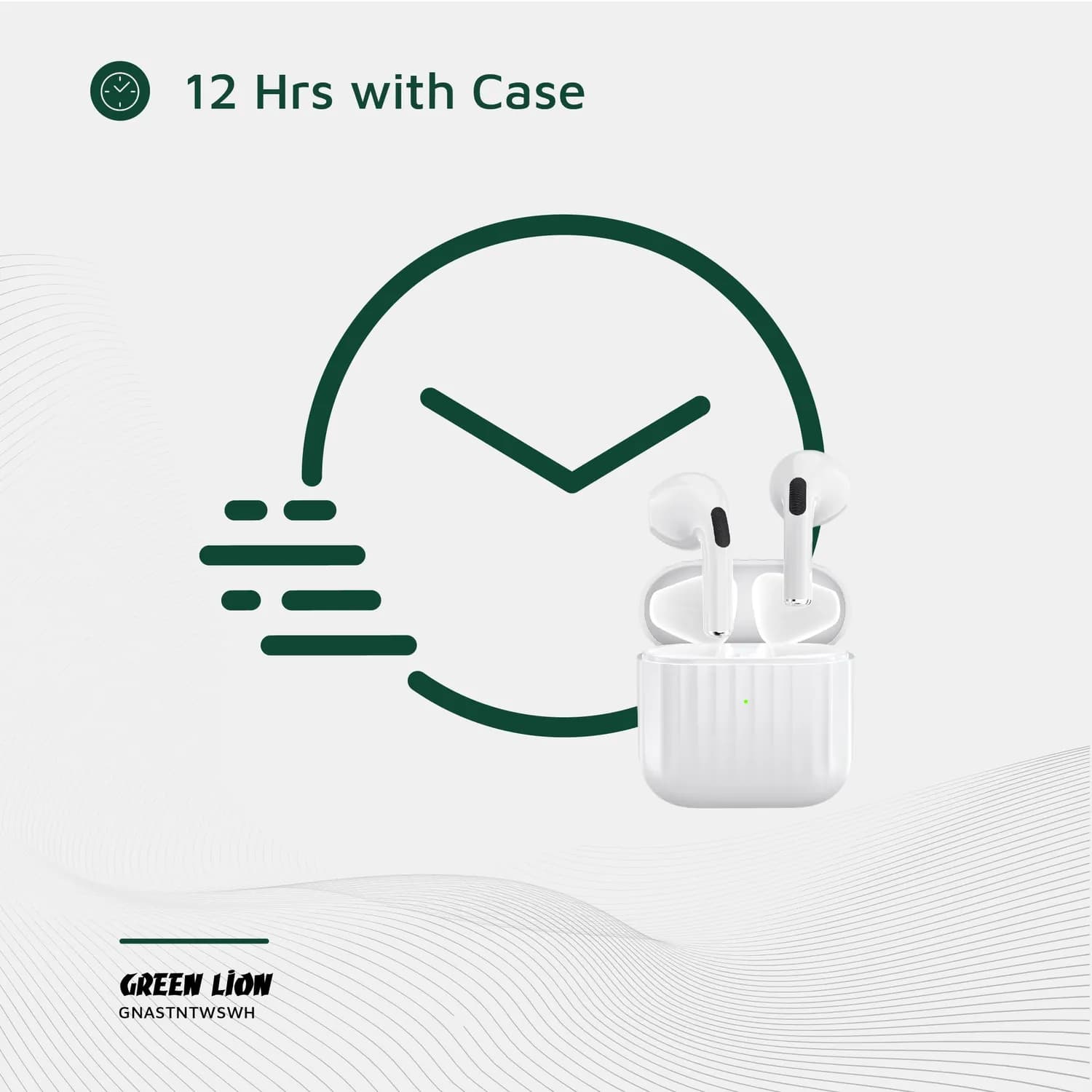 Green Lion Earbuds Austin - True Wireless, IPX4 Waterproof, Black — White 3