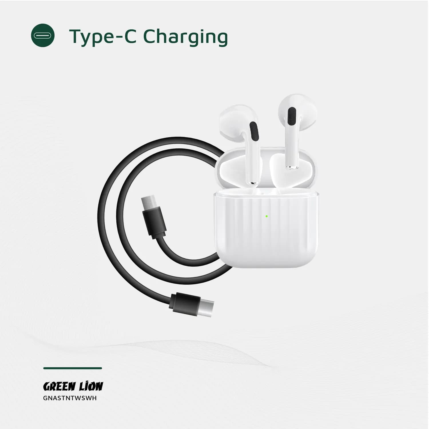 Green Lion Earbuds Austin - True Wireless, IPX4 Waterproof, Black — White 4
