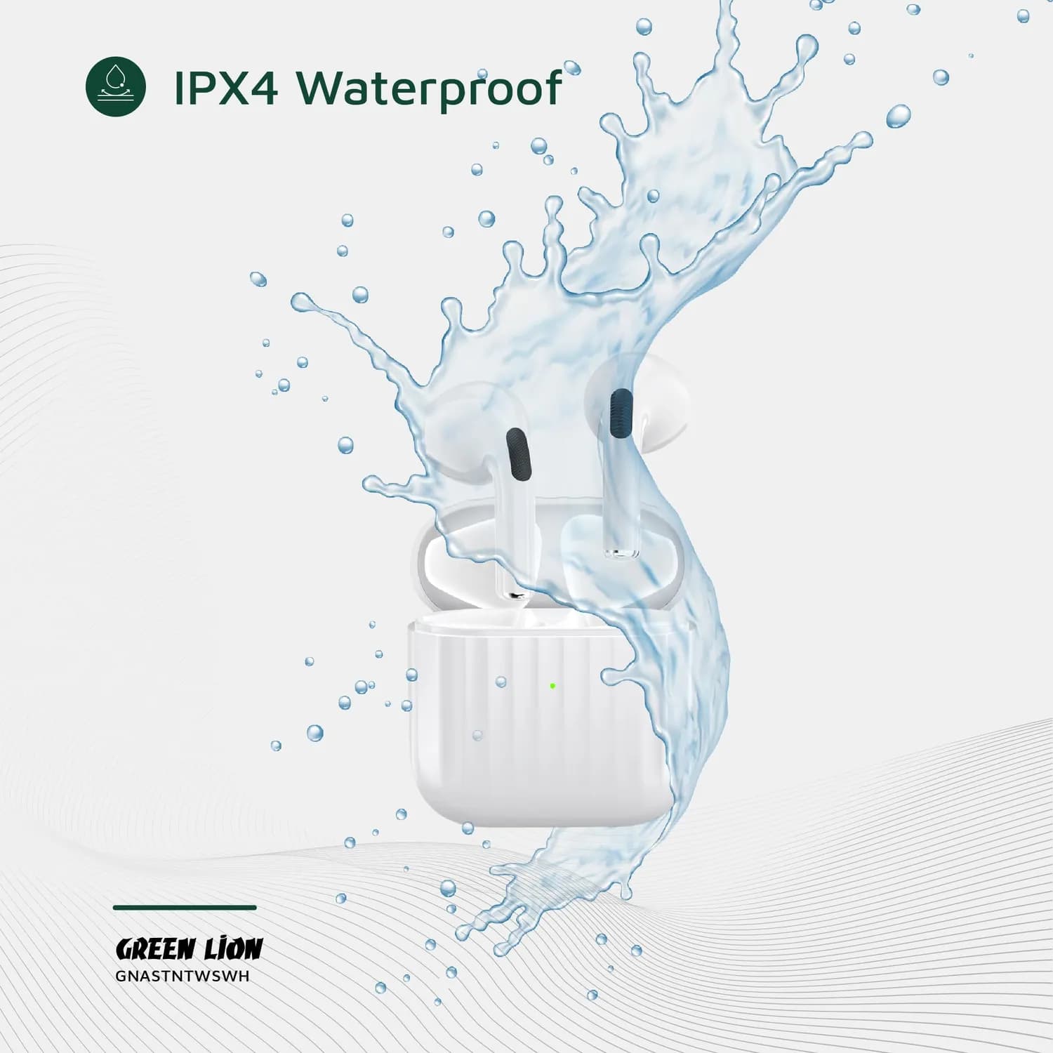 Green Lion Earbuds Austin - True Wireless, IPX4 Waterproof, Black — White 6
