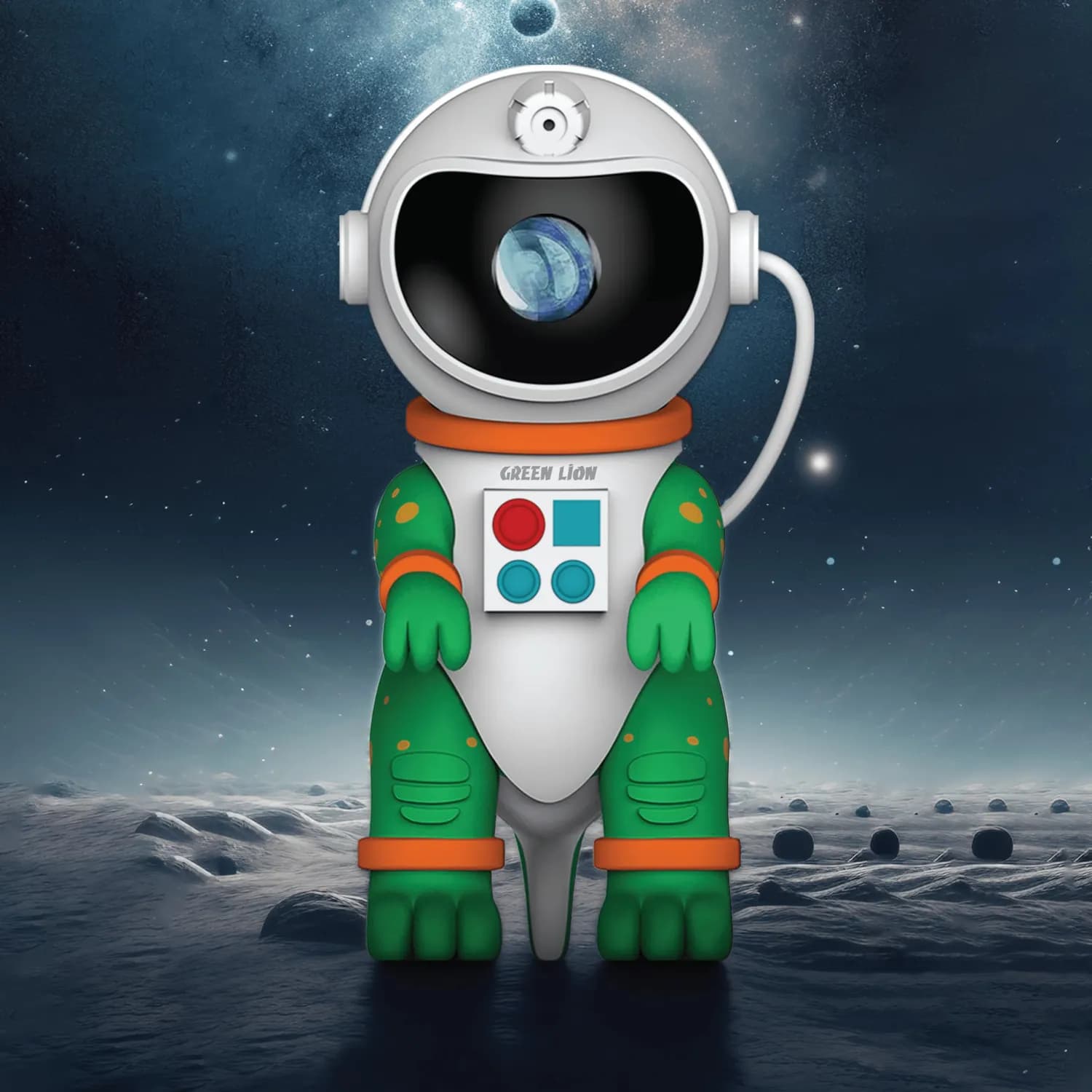 Green Lion Night Light Projector - 360° Galaxy, 8 Colors, Remote, Green 4